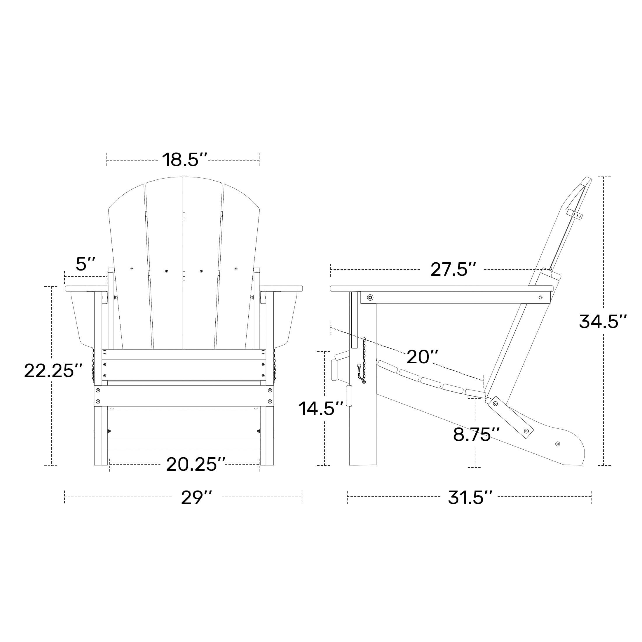 Premium WO Home Adirondack Chair - Foldable Outdoor Lounger for Fire Pit, Beach, Balcony, Backyard, Patio & Pool - Durable Garden Furniture in Dark Brown - Perfect for Relaxing, Sunbathing & Outdoor Entertaining