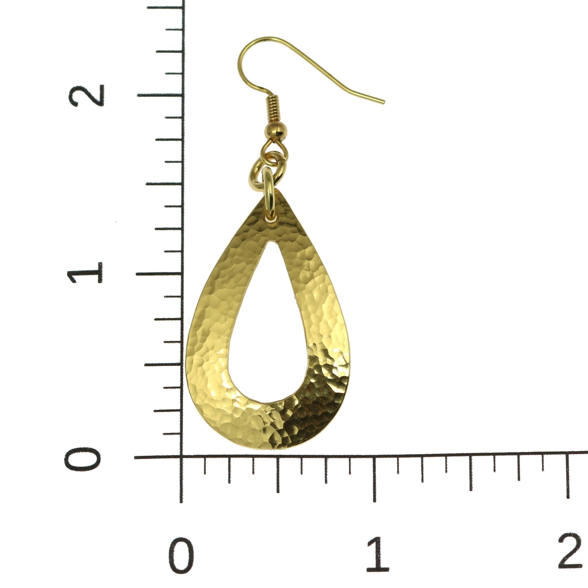 Hammered Nu Gold Brass Open Teardrop Earrings for Women - Boho Chic Dangle Earrings for Party, Wedding & Everyday Wear
