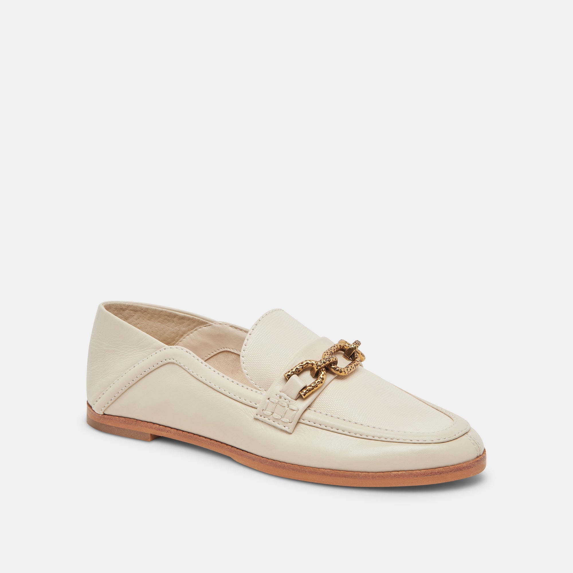 REIGN FLATS IVORY LEATHER SHOES - Women's Comfortable Vegan Leather Slip-On Flats for Work & Casual Wear | Perfect for Office, Travel & Everyday Use