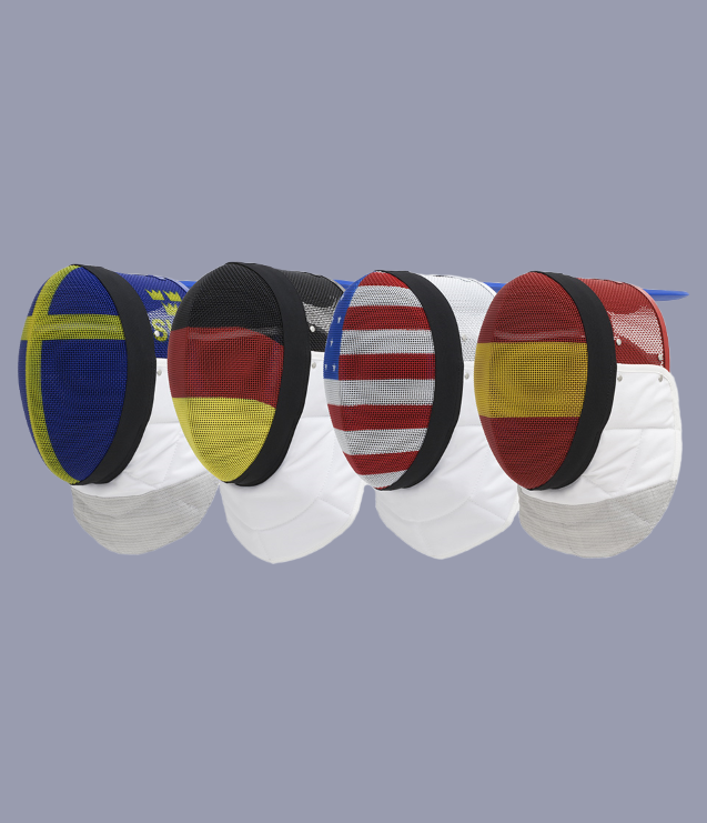 Uhlmann FIE Mask with Flag Print - Premium Fencing Gear for Competitions & Training - Perfect for Olympic, NCAA & International Fencing Events