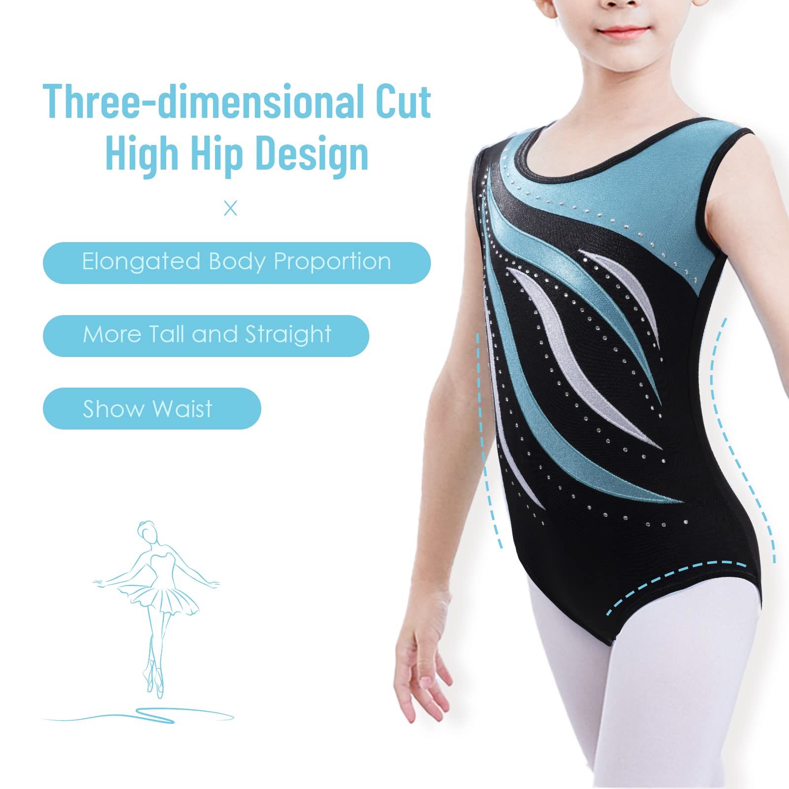 DoGeek Girls Gymnastics Leotard - Sparkling Ballet Dance Wear One-Piece for Kids, Great Gift for Dancers | Perfect for Ballet Class, Recitals & Dance Competitions