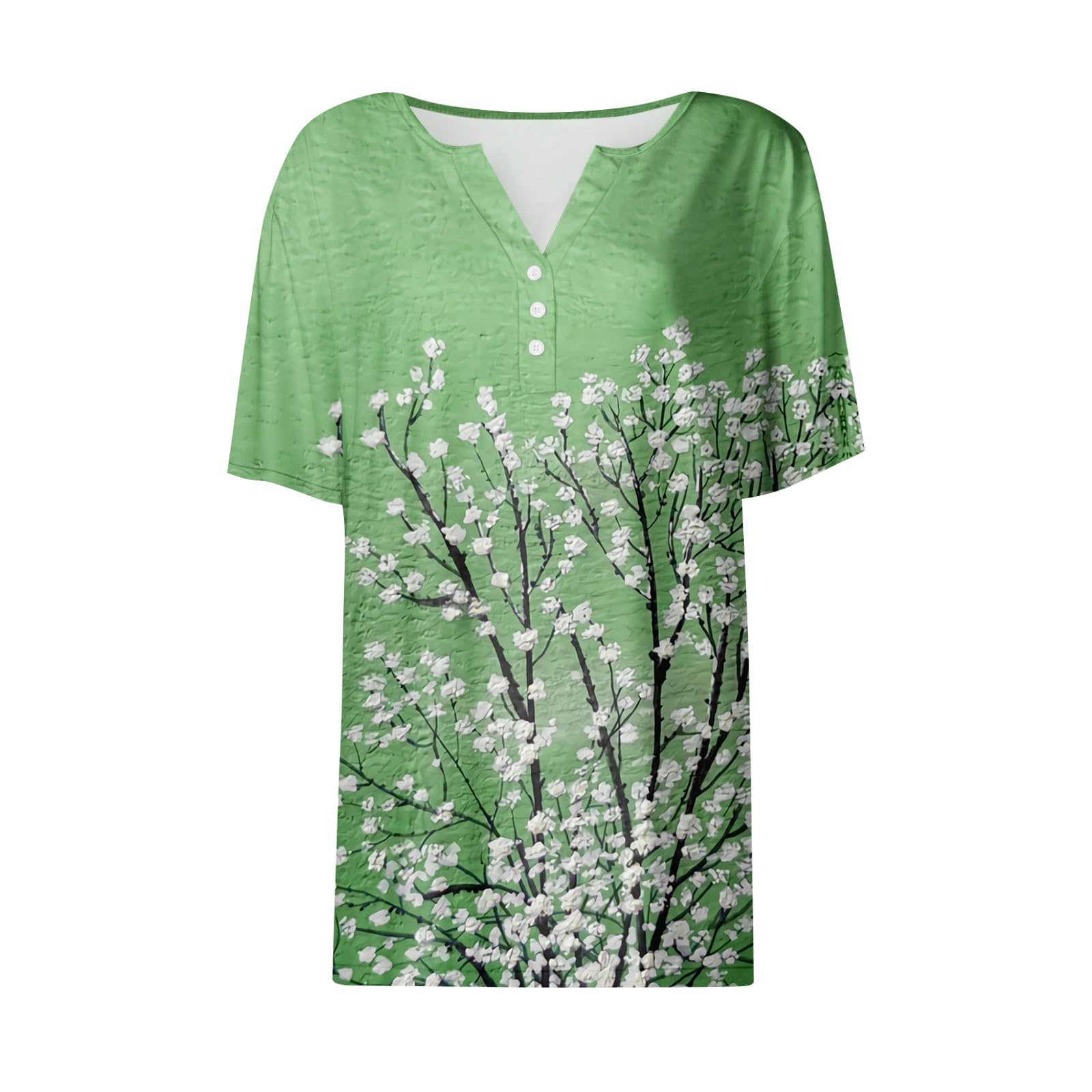 Trendy Floral V-Neck Short Sleeve Summer Tops for Women 2024 - Casual Loose Comfortable Tunic Shirts for Vacation, Beach, Party & Everyday Wear