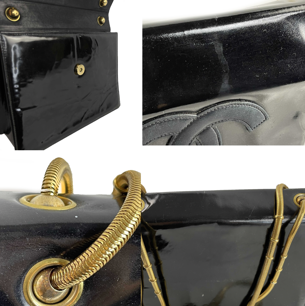 Vintage CHANEL CC Flap Bag with Gold Snake Chain - Luxury Designer Crossbody Purse for Women, Perfect for Evening Parties & Date Nights