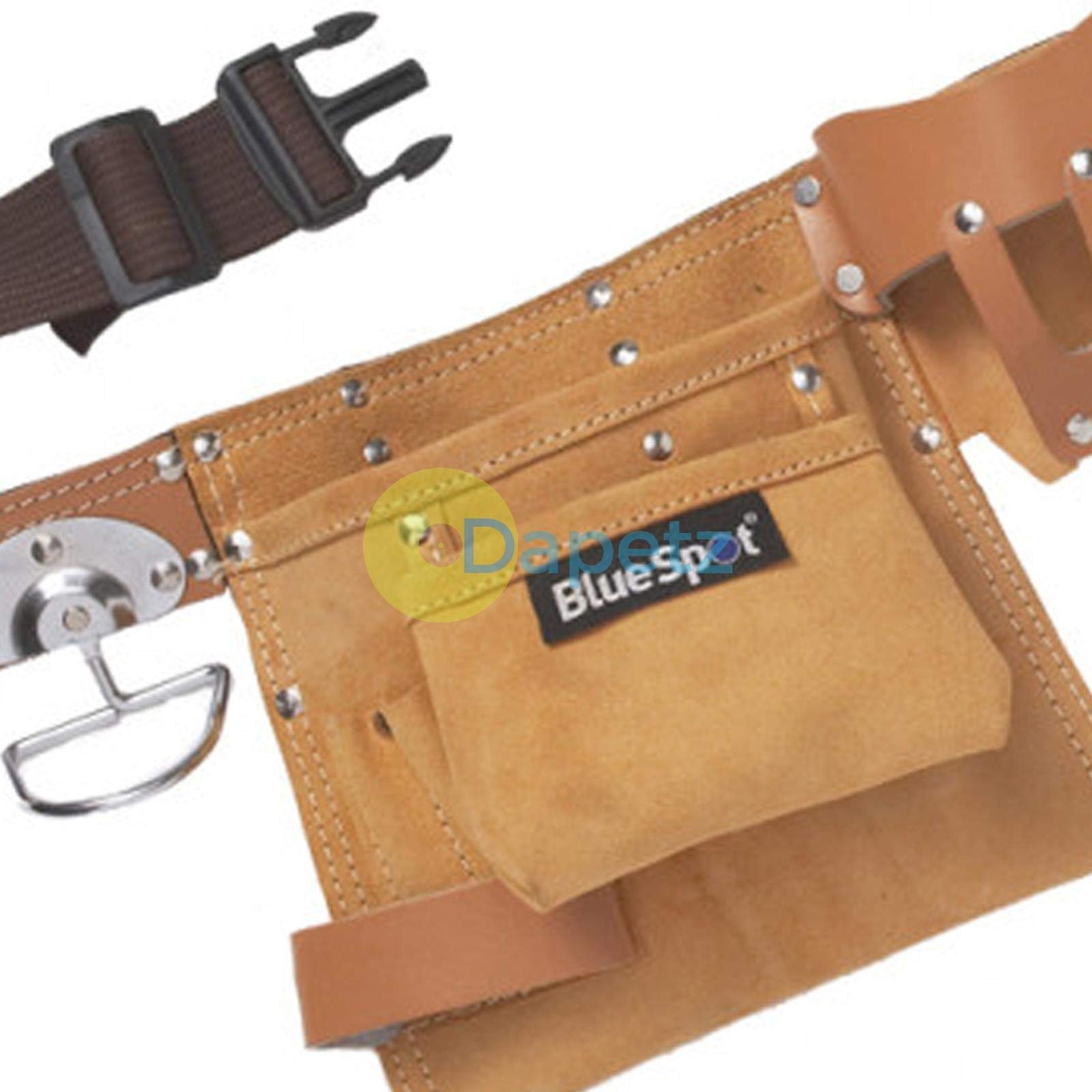 Blue Spot Professional Double Leather Tool Pouch - Heavy Duty Work Belt Accessory for Electricians, Carpenters & Construction Workers | Durable Multi-Pocket Design for Hammers, Screwdrivers & Hand Tools