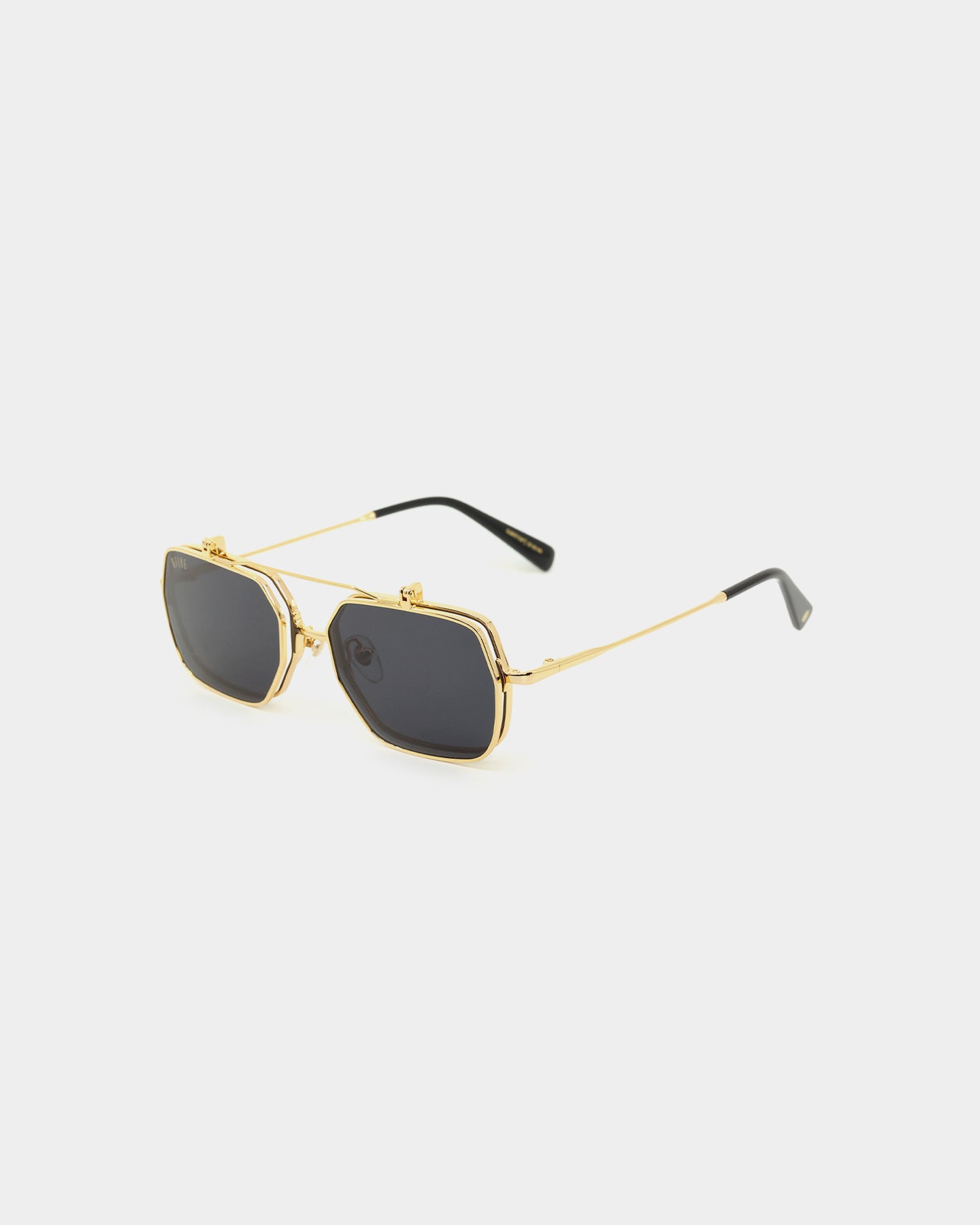 9FIVE Clarity Flip Up Sunglasses - Black/Gold Polarized Lenses for Outdoor Sports & Driving - UV Protection, Stylish & Durable Eyewear for Men & Women