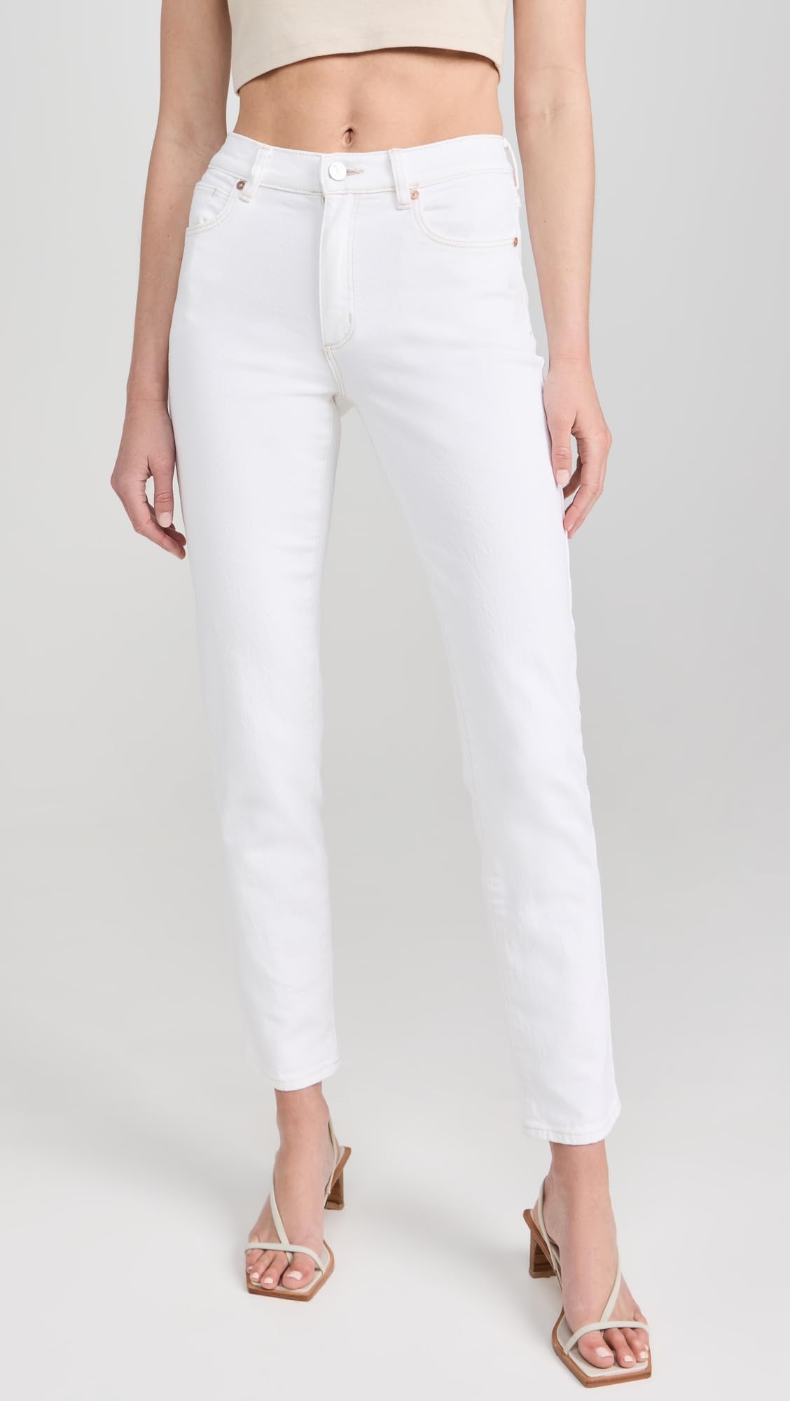 ABRAND Women's High Waist 95 Stovepipe Bianco Jeans - Skinny Fit Stretch Denim Pants for Casual Wear & Night Out