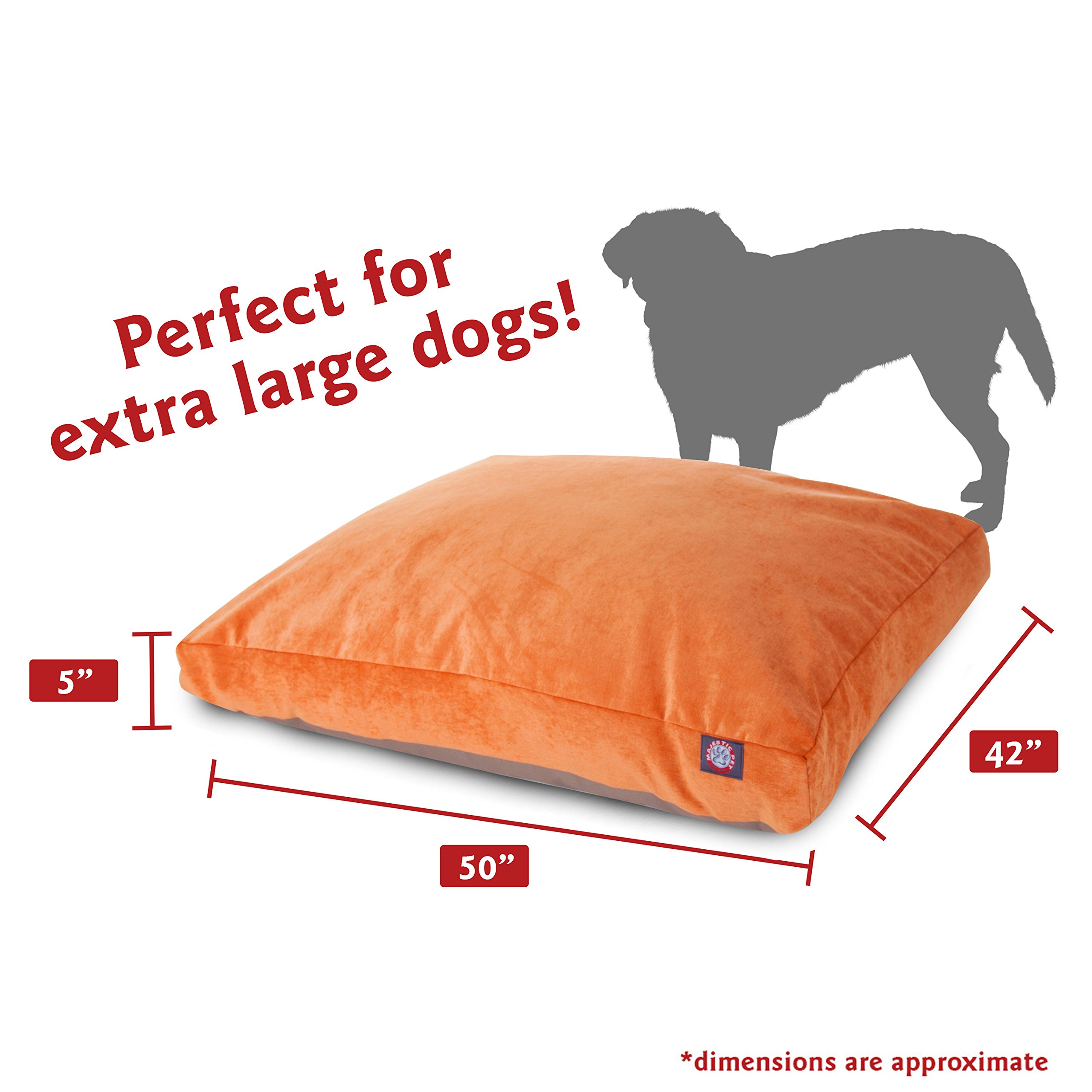 Majestic Pet Villa Rectangle Washable Dog Bed – Non-Slip Comfortable Crate Bed with Removable Cover – X-Large Orange Polyester Fiber Pet Bed for Dogs & Puppies – Perfect for Kennels, Crates & Home Sleeping Areas