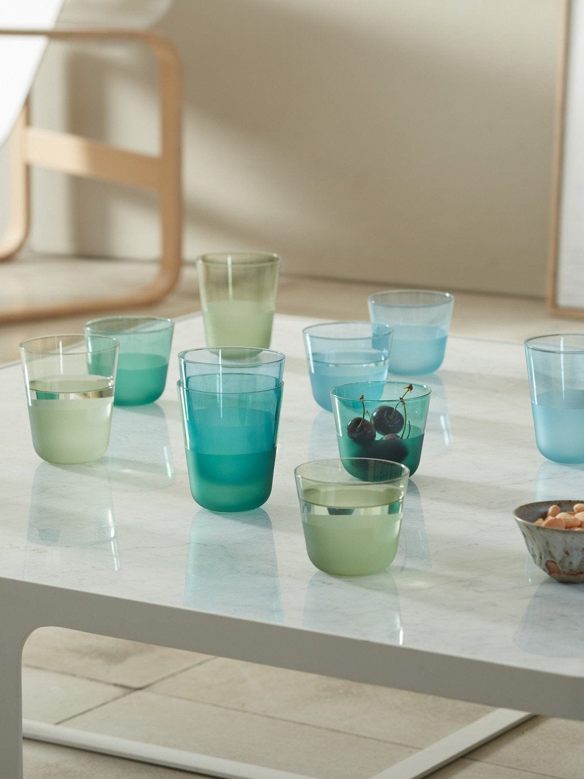 Premium Arc Contrast Tumbler 9oz Sky Blue - Set of 2 Insulated Stainless Steel Cups - Perfect for Coffee, Tea & Cold Drinks at Home, Office or Travel