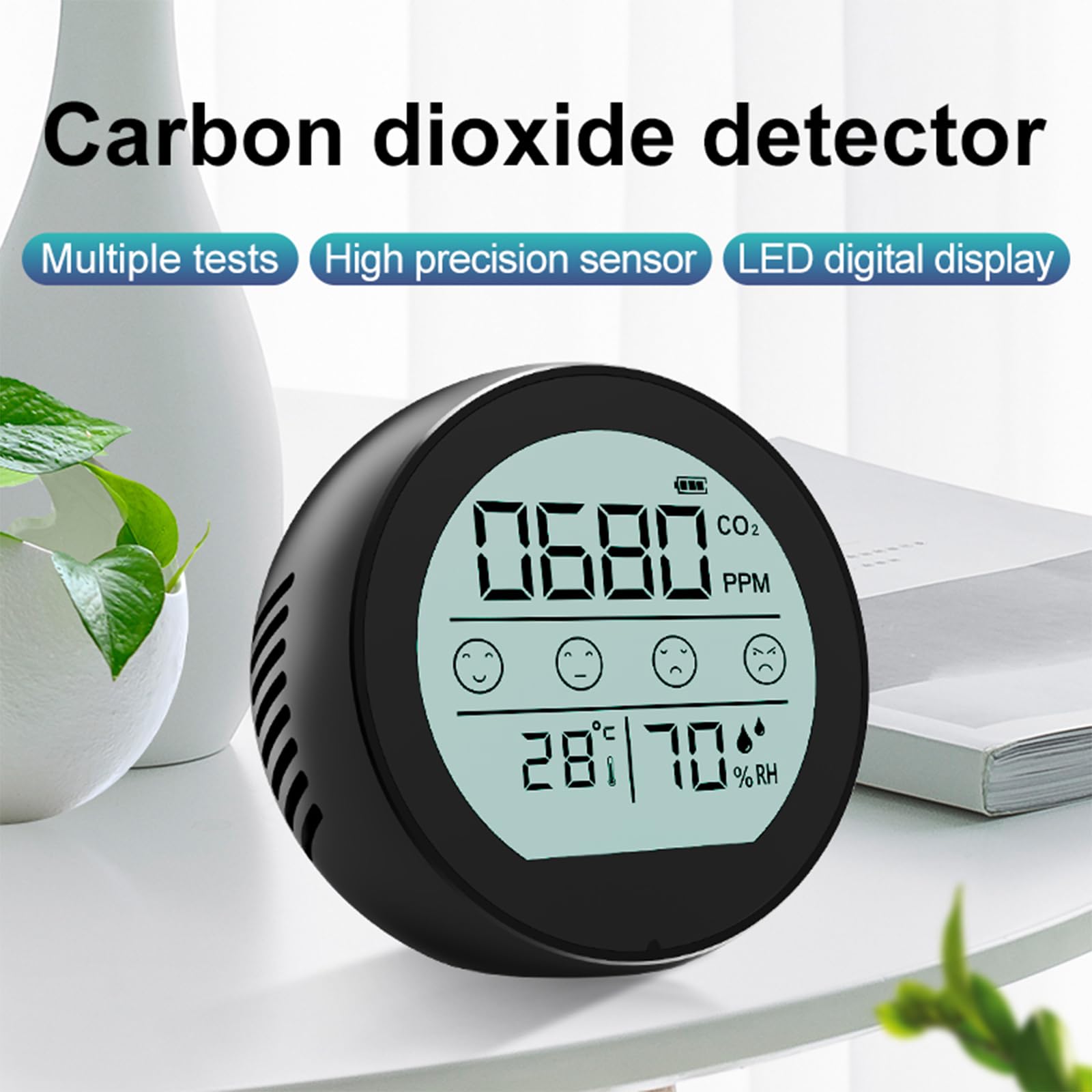 Upgraded 3-in-1 Portable CO2 Monitor - Accurate Carbon Dioxide Detector with Temperature & Humidity Sensor | Stylish Air Quality Analyzer for Home, Office, Travel & Indoor Spaces | Mini CO2 Meter for Health & Safety