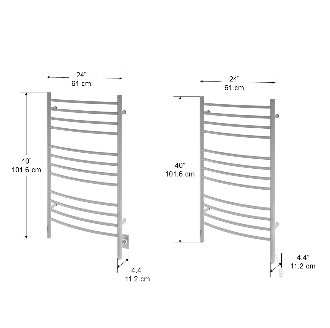 12 Bar Dual Wall Mount Towel Warmer with Integrated Timer - Brushed Stainless Steel - Perfect for Bathrooms, Spas & Luxury Hotels