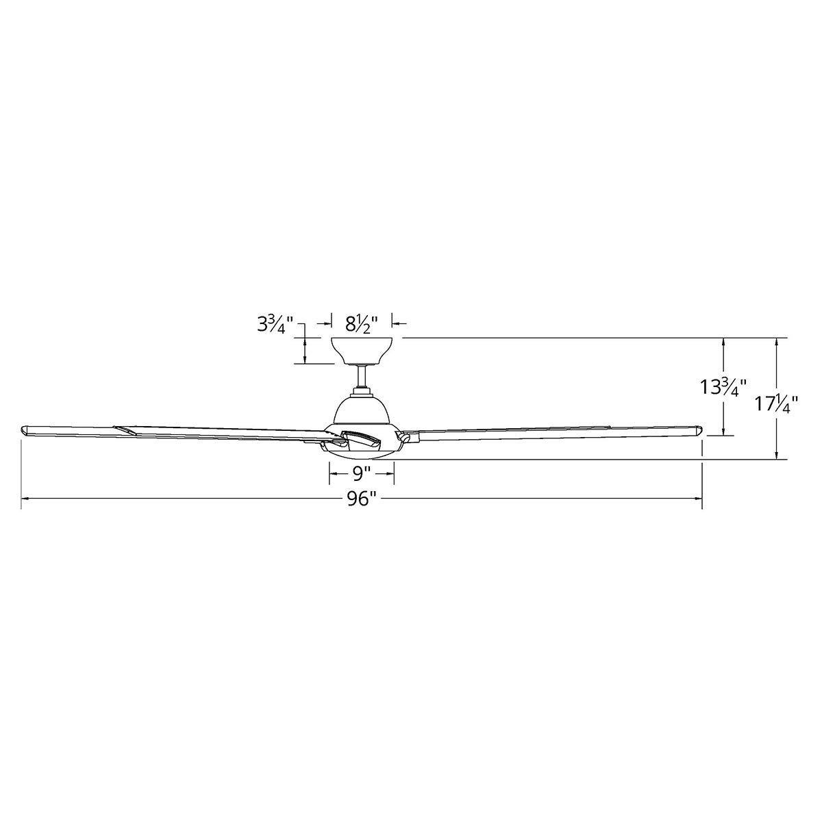 96in Hydra Smart Ceiling Fan with 8 Blades, Matte White Finish, 2700K LED Light Kit & Wall Control - Perfect for Large Living Rooms and Outdoor Patios