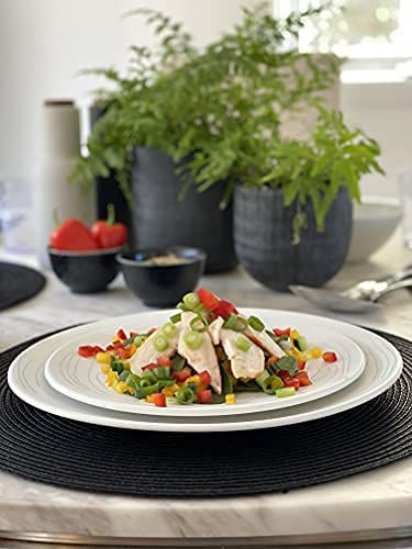 12-Piece Organic Melamine Dinnerware Set - White Plates & Bowls for Home, Restaurant, and Outdoor Dining