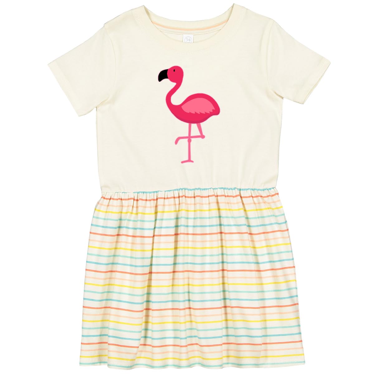 Inktastic Pink Flamingo Toddler Dress - Cute Girls Summer Outfit for Beach, Birthday & Photo Shoots | Floral Print Cotton Dress for Baby & Toddler 2T-5T