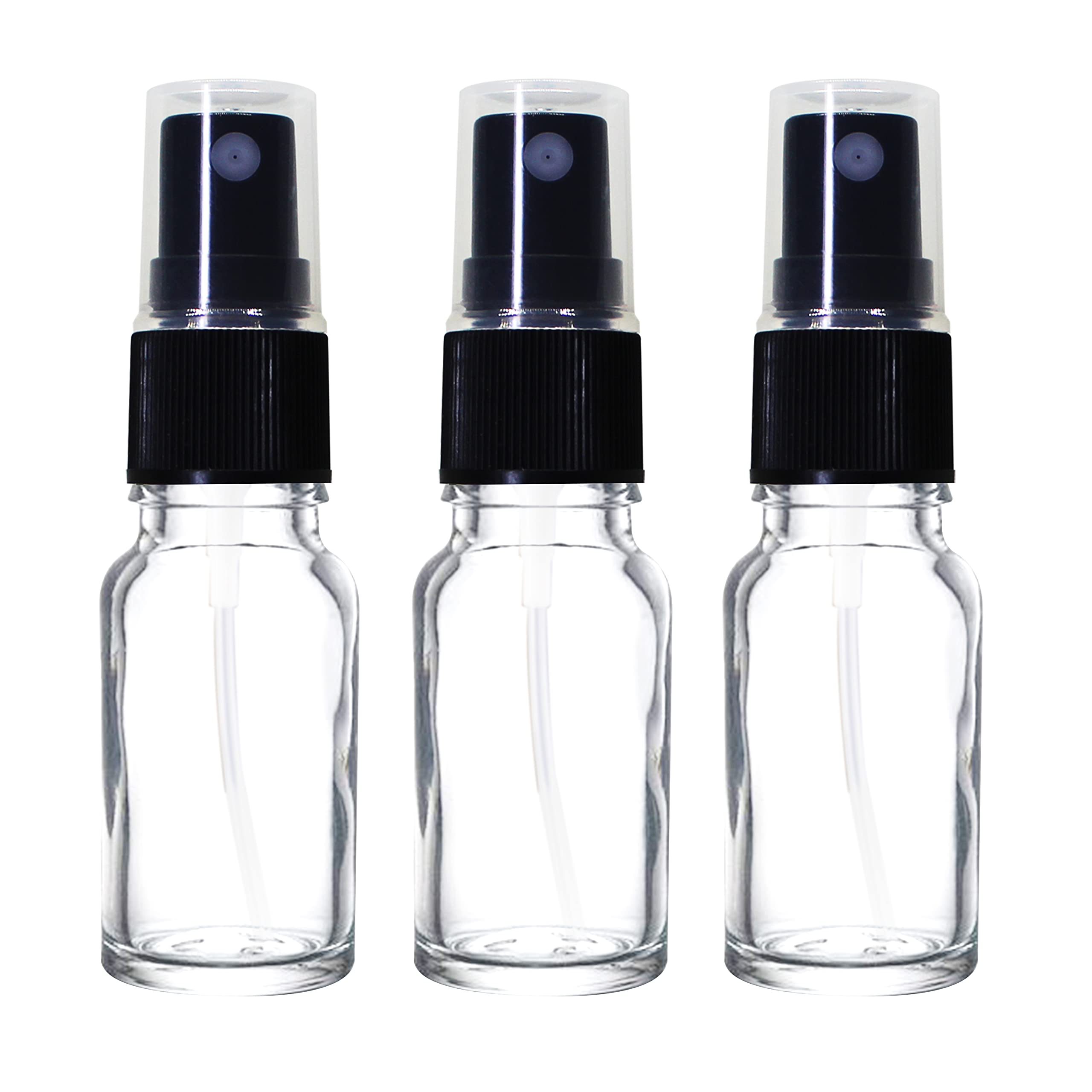 NSB Herbals 10ml Refillable Clear Fine Mist Spray Glass Bottles with Spray Pump - Perfect for DIY Perfume, Essential Oils, Aromatherapy Blends, Facial Mists & Beauty Products (3-Pack) | Travel-Friendly, Home Spa & Skincare Essentials