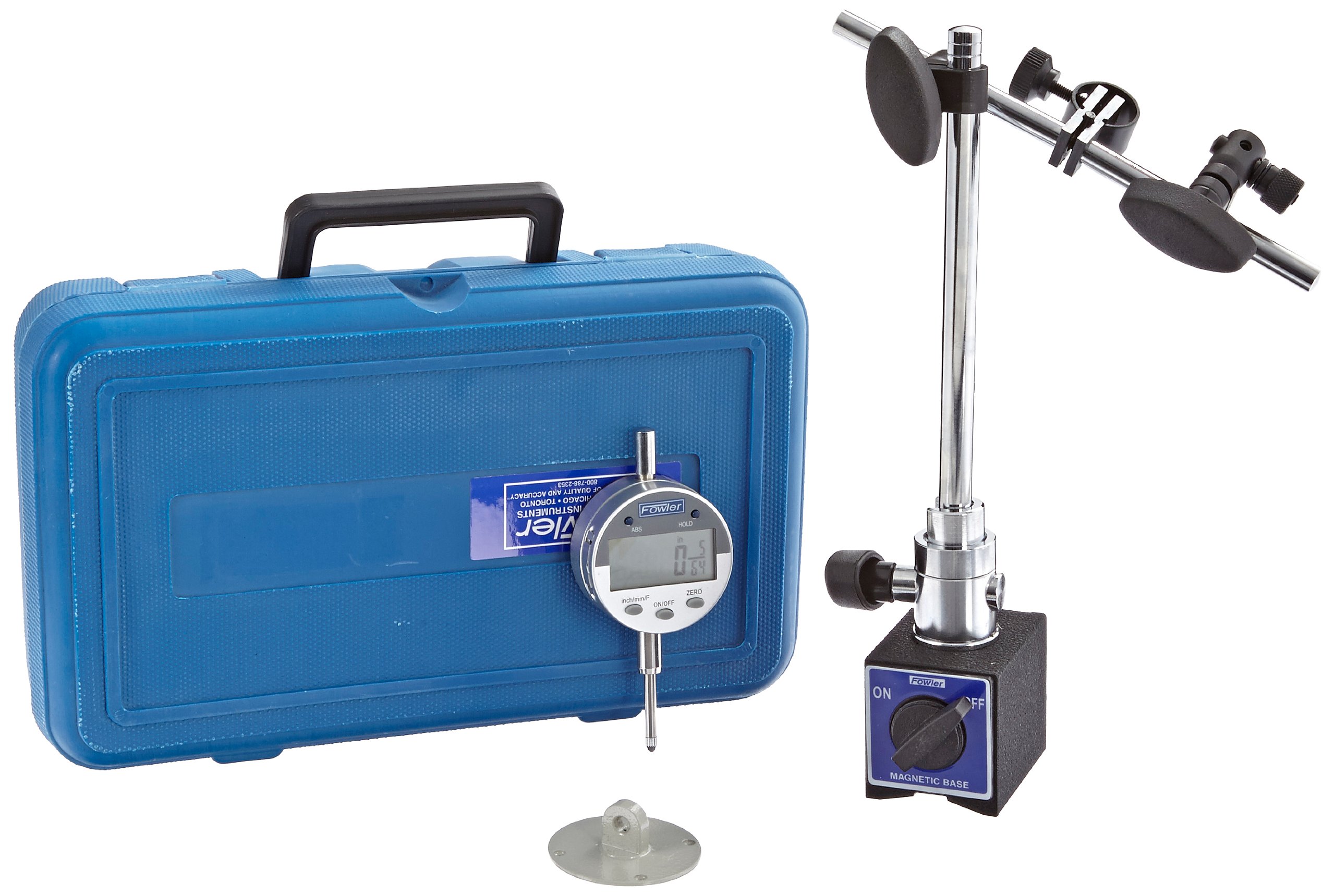 Fowler 54-585-250 Articulating Magnetic Base with Indi-X Blue Fraction Electronic Indicator Set - 0.0005
