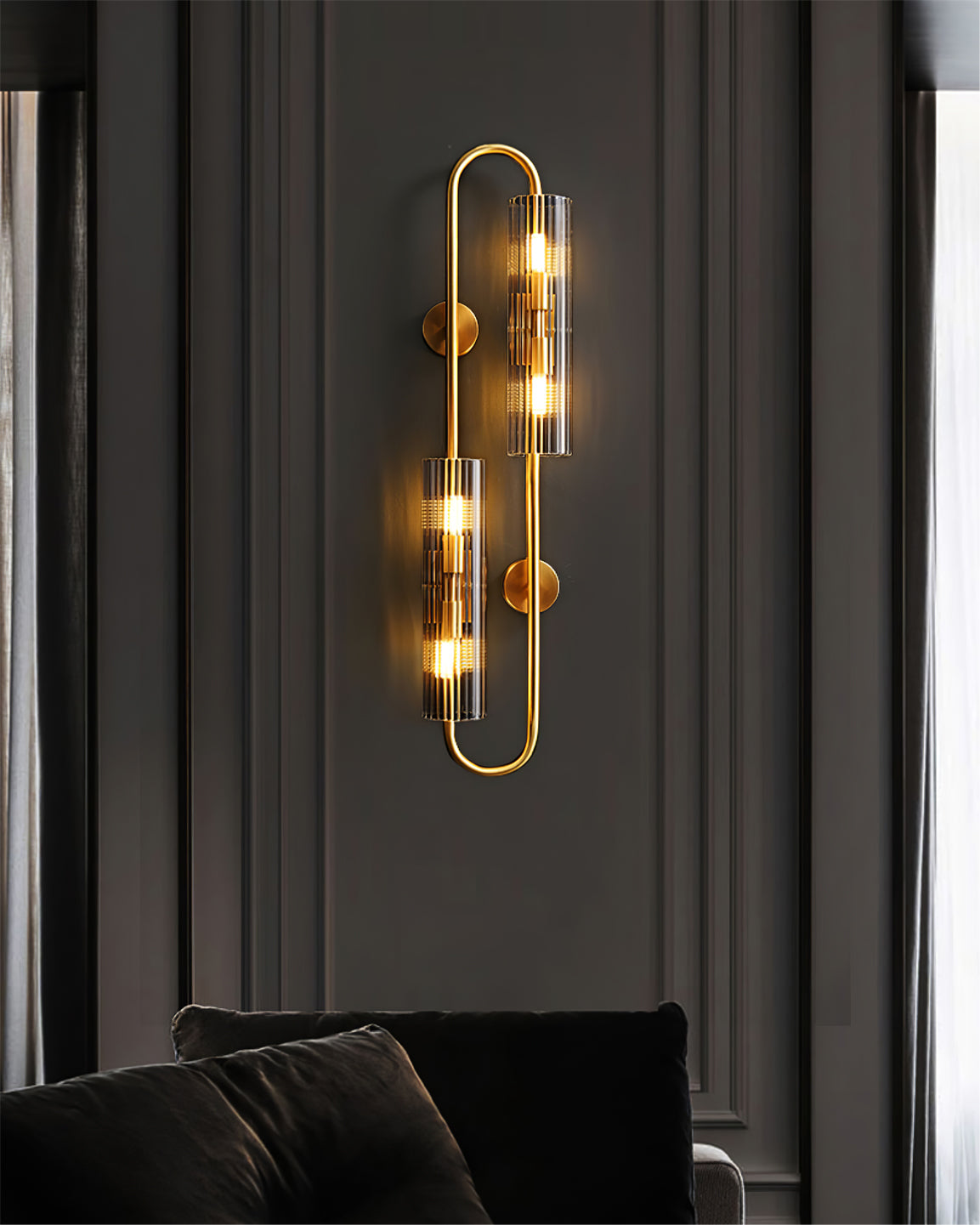 Vintage Double Brass Wall Light Fixture - Antique Style Sconce for Living Room, Bedroom & Hallway Lighting