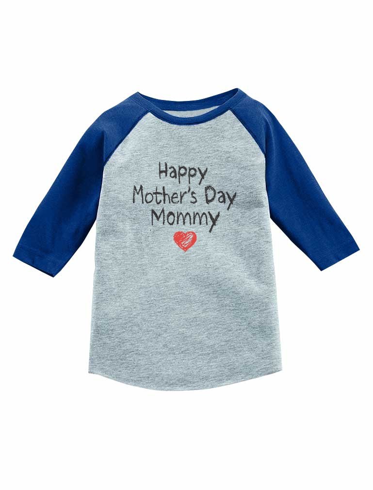 Happy Mother's Day Mommy Shirt - Cute Raglan T-Shirt Gift for Mom, Daughter, Son & Kids - Perfect for Family Photos, Mother's Day Celebrations & Casual Wear
