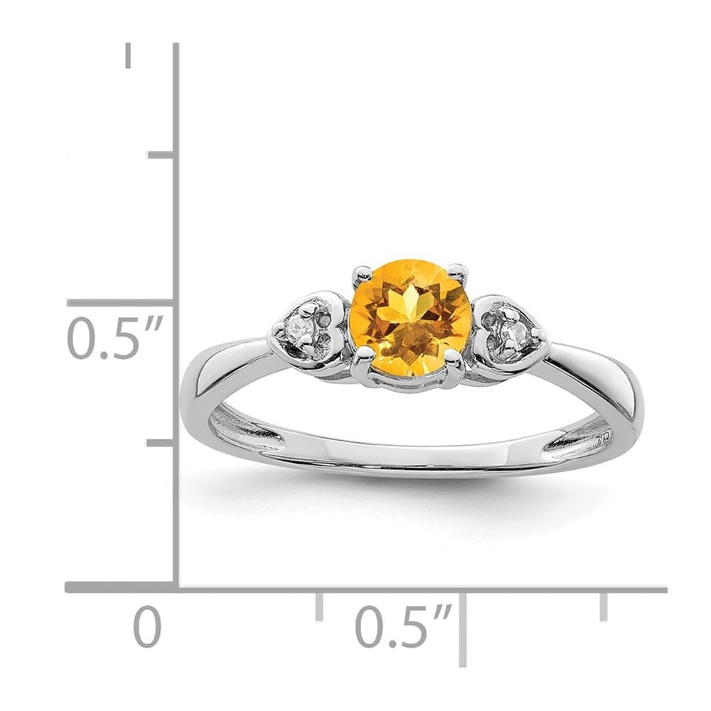 Diamond2Deal 925 Sterling Silver Diamond & Citrine Round Engagement Ring 0.37ct - Elegant Wedding Band for Proposals, Anniversaries & Special Occasions