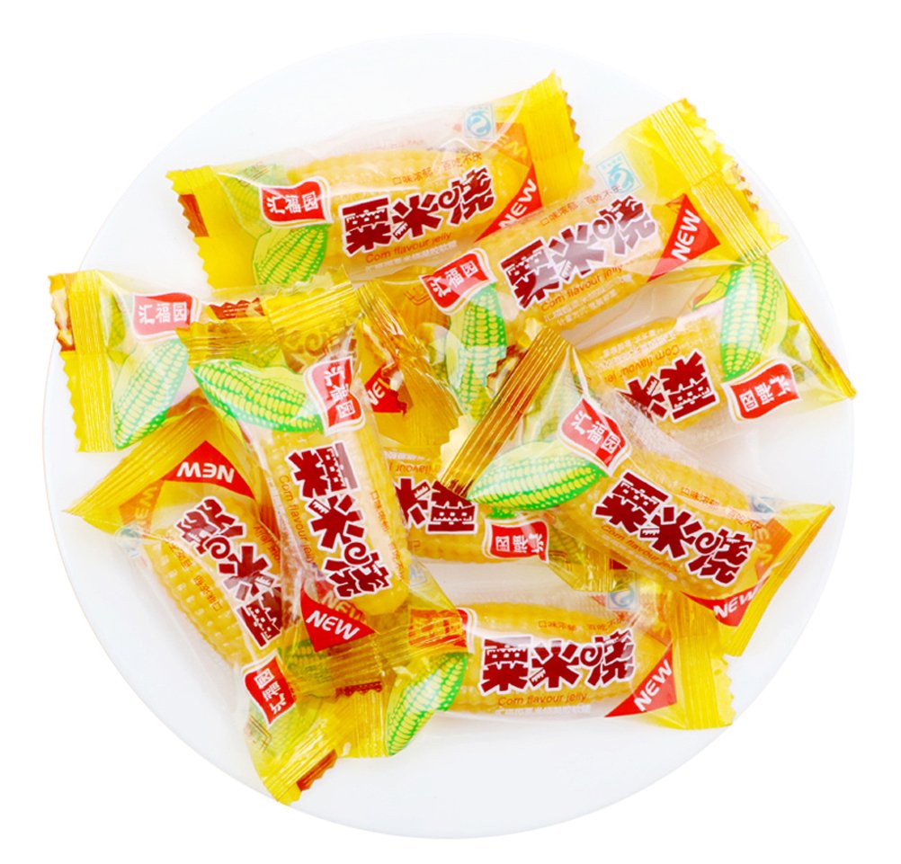 Helen Ou Chinese Snacks Candy - Sweet Corn Flavor Soft Candy & Jelly Drops 250g (8.8oz) | Authentic Asian Treats for Parties, Gifts & Snacking