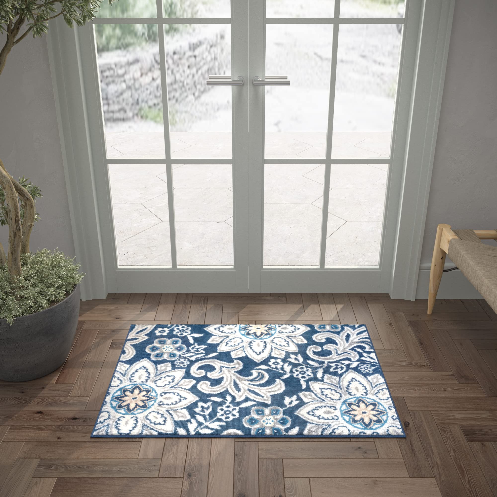 Tayse 2x3 Entry Rug - Non-Slip Indoor Front Door Mat - Small Area Rug for Kitchen & Bathroom - Modern Contemporary Carpet - Perfect for Home, Office & Apartment Entryway