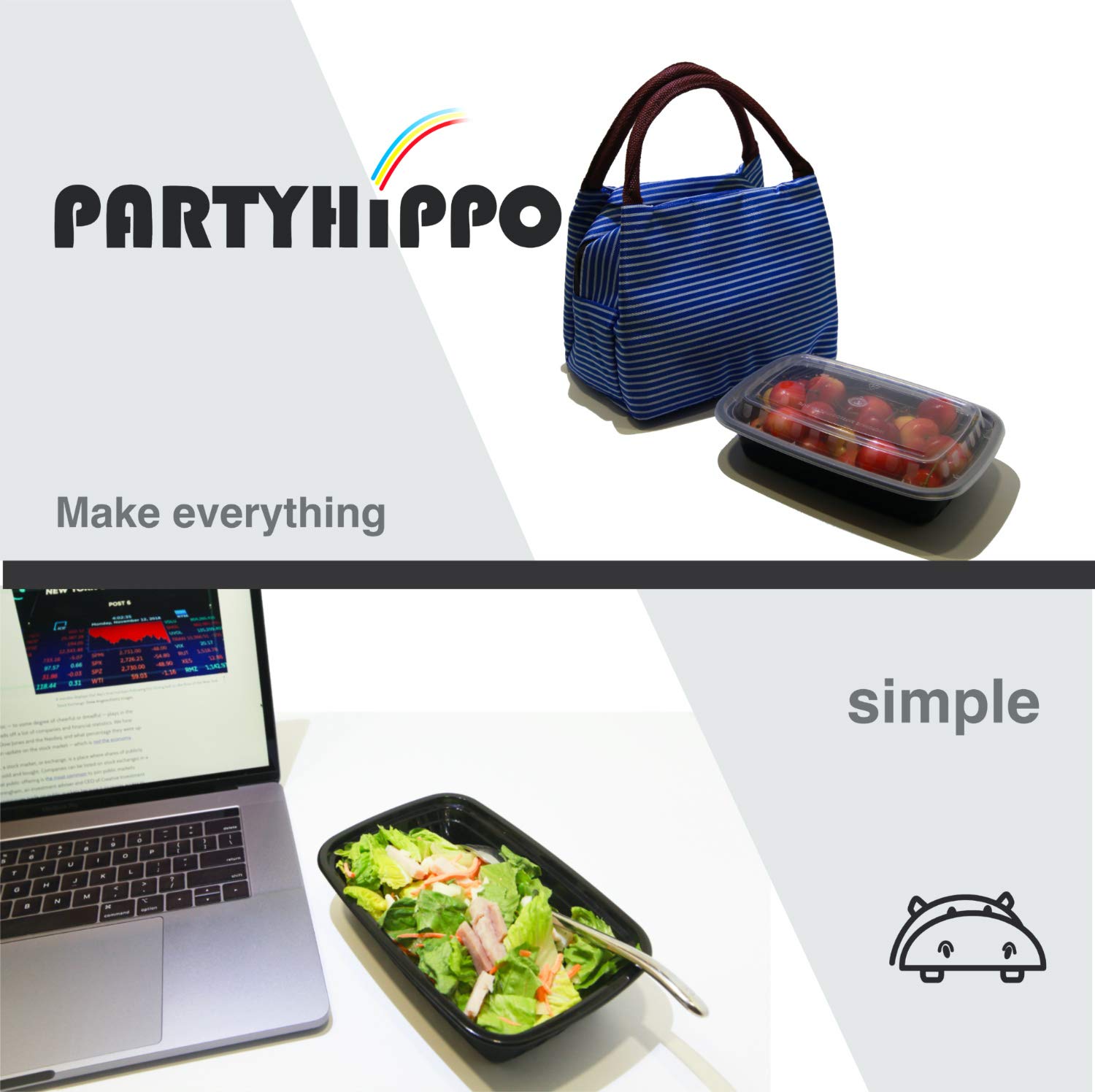 PARTYHIPPO 12-Pack Small Meal Prep Containers with Single Lids, 12 oz BPA-Free Food Storage | Stackable & Reusable Bento Lunch Boxes | Microwave, Dishwasher & Freezer Safe | Perfect for Portion Control, Meal Planning & On-the-Go Lunches