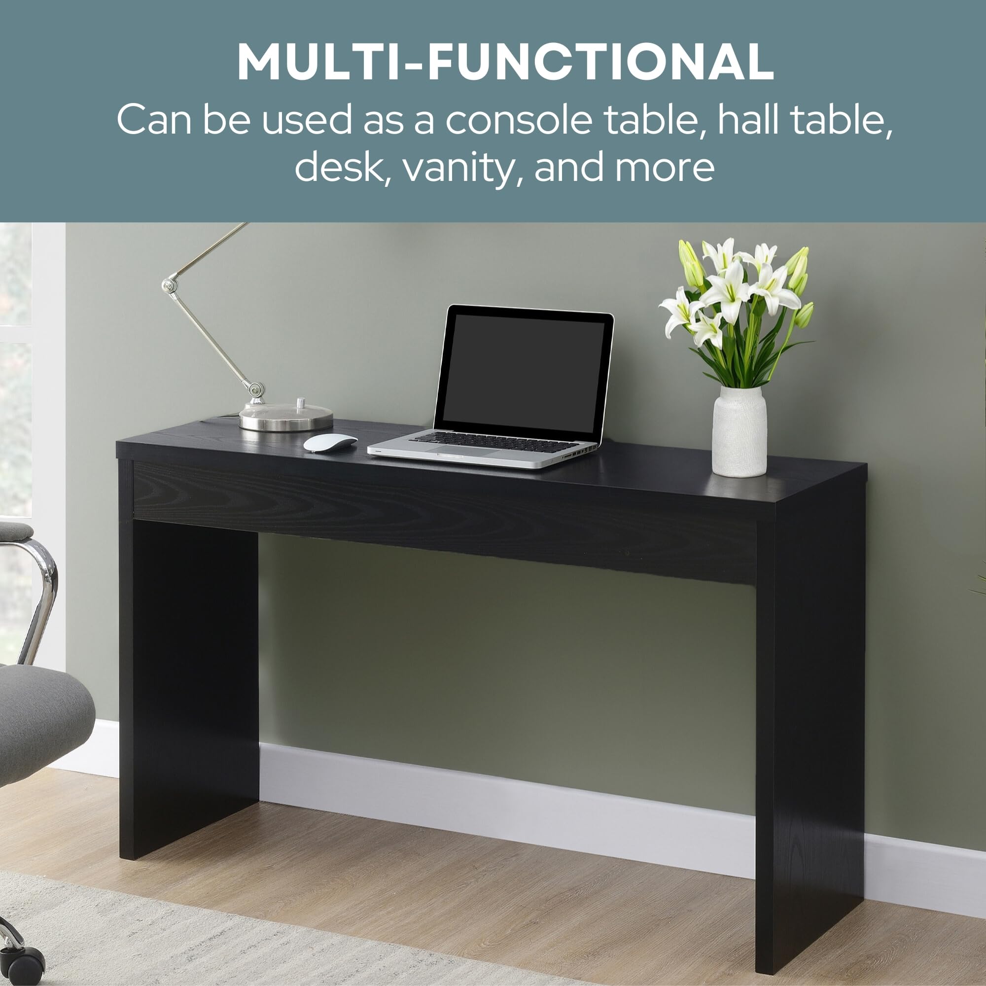 Convenience Concepts Northfield 48-Inch Console Table - Modern Sofa Table for Living Room, Contemporary Entryway Hall Table & Foyer Display Table in Black | Perfect for Home Decor, Small Space Furniture & Apartment Essentials