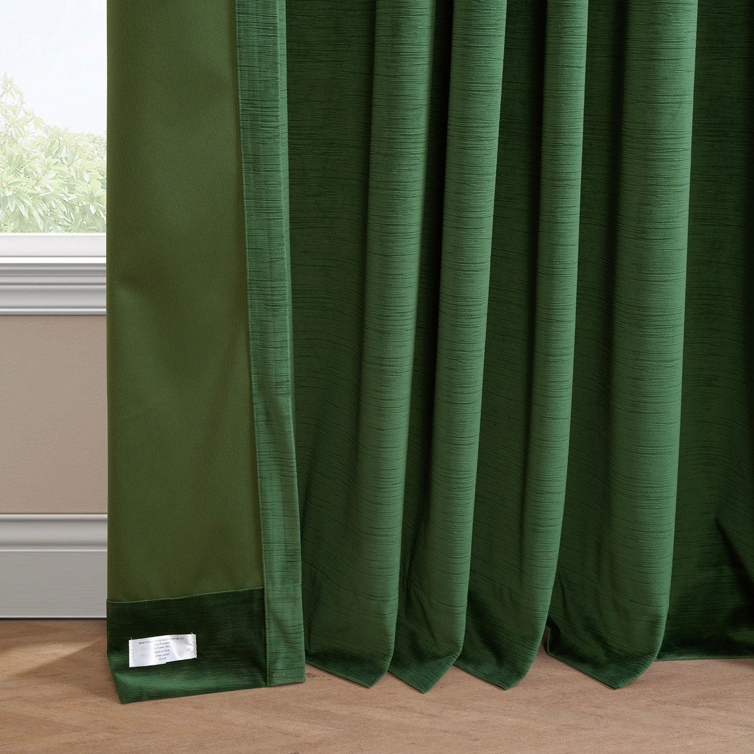 Green Ravello Burnout Velvet Blackout Curtains for Bedroom & Living Room - Thermal Insulated Window Drapes for Light Blocking and Privacy