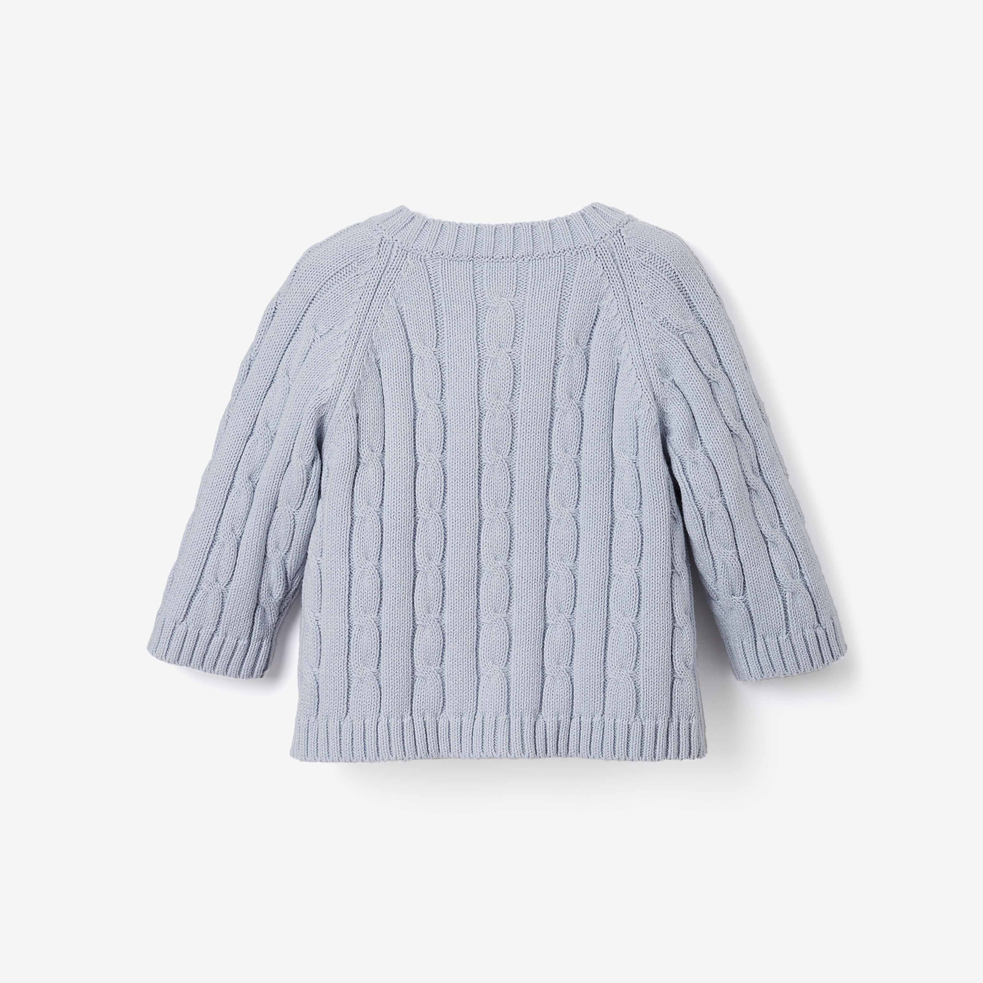 Soft Blue Cotton Cable Knit Baby Sweater - Warm Halogen Winter Outfit for Newborns & Toddlers - Perfect for Family Photos & Outdoor Adventures