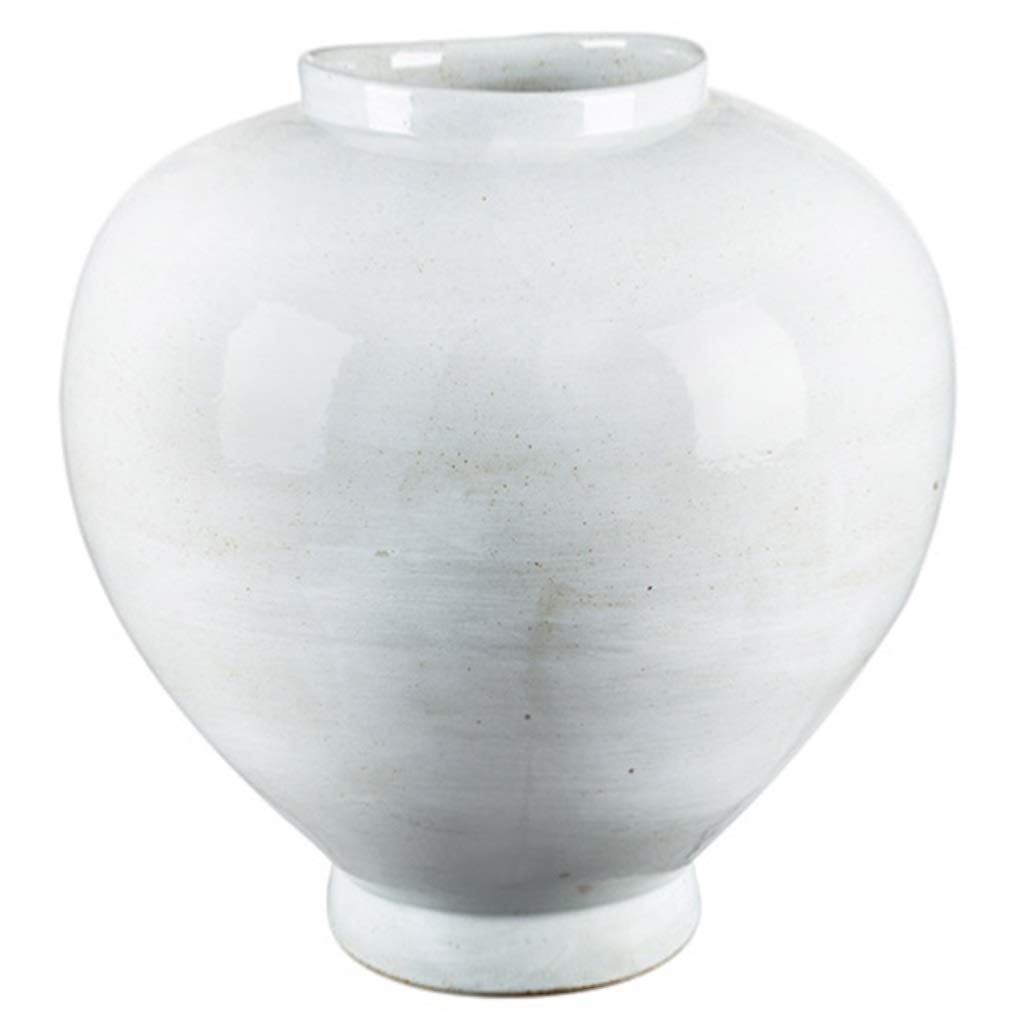 Elegant White Ceramic Vase - 11x11x14 inch Modern Home Decor for Living Room, Office & Tabletop | Floral Arrangement Centerpiece | Minimalist Flower Pot for Interior Design & Wedding Decor (White)