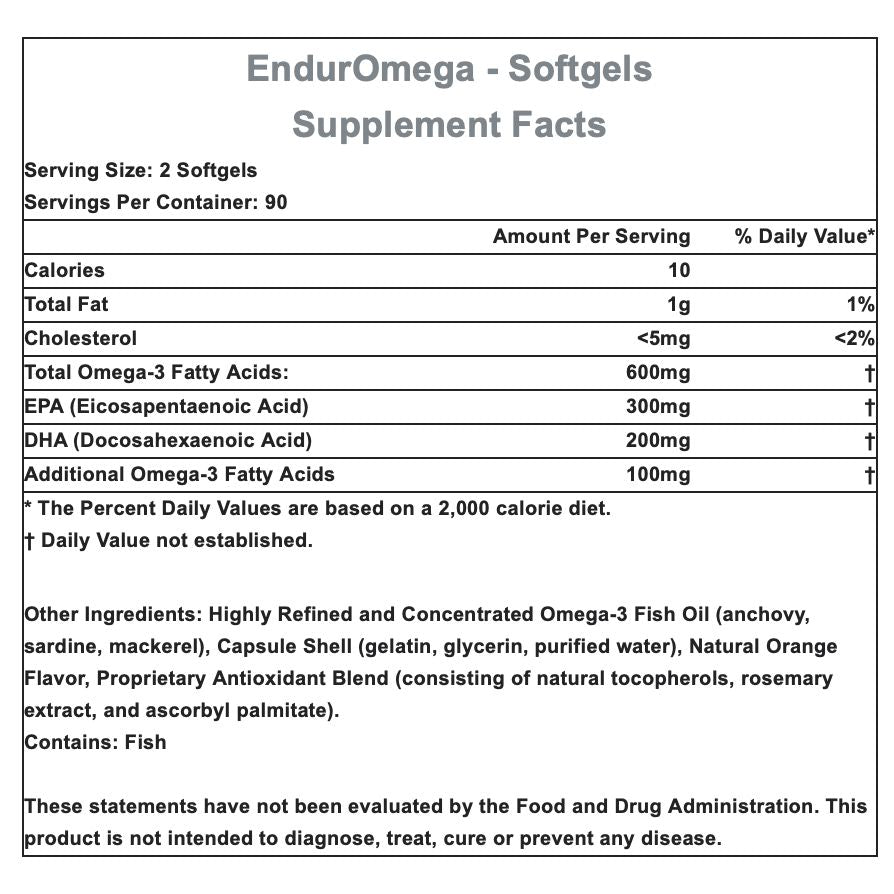 Hammer Nutrition EndurOmega - Premium Omega-3 Fish Oil Supplement for Athletes & Active Lifestyles | Supports Heart, Brain & Joint Health | Ideal for Workout Recovery & Endurance Training