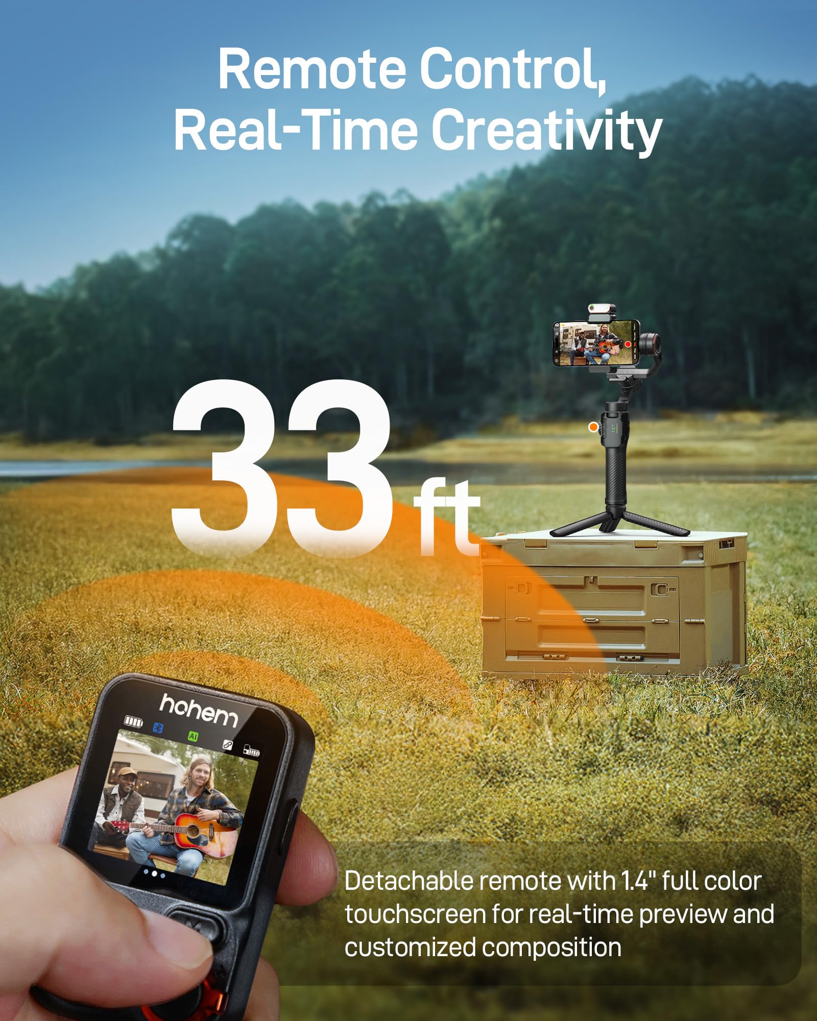 Hohem iSteady M7 3-Axis Gimbal Stabilizer for iPhone & Android - AI Tracking, 1.4
