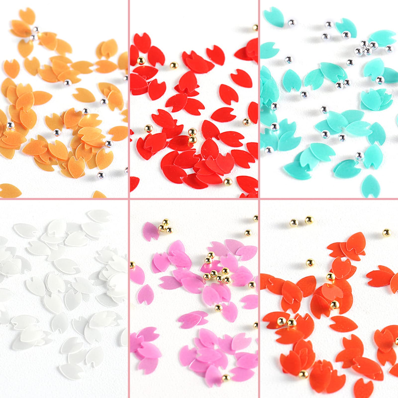 **Holographic Nail Sequins & Caviar Beads - 6 Jars Flower Glitter for Nail Art, DIY Manicure & Salon Use - Wedding, Party, Prom, Birthday Decorations - Gel Polish, Acrylic Nails & Jewelry Making Supplies | Perfect for Home Manicures, Salon Nail Art, DIY Crafts, Handmade Jewelry, Wedding & Party Nail Designs**