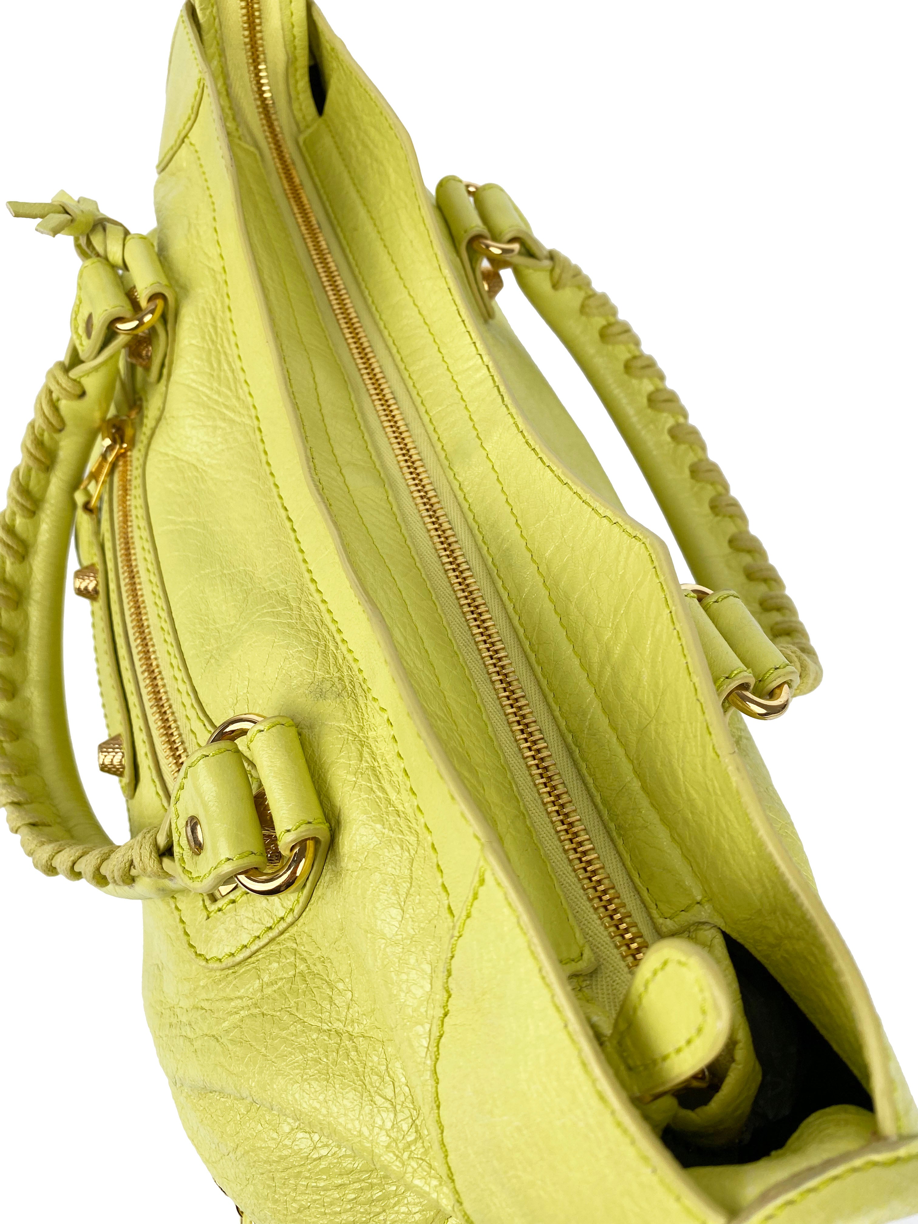 Balenciaga Pistachio Yellow Medium City Bag - Luxury Designer Handbag for Women | Perfect for Work, Travel & Everyday Use