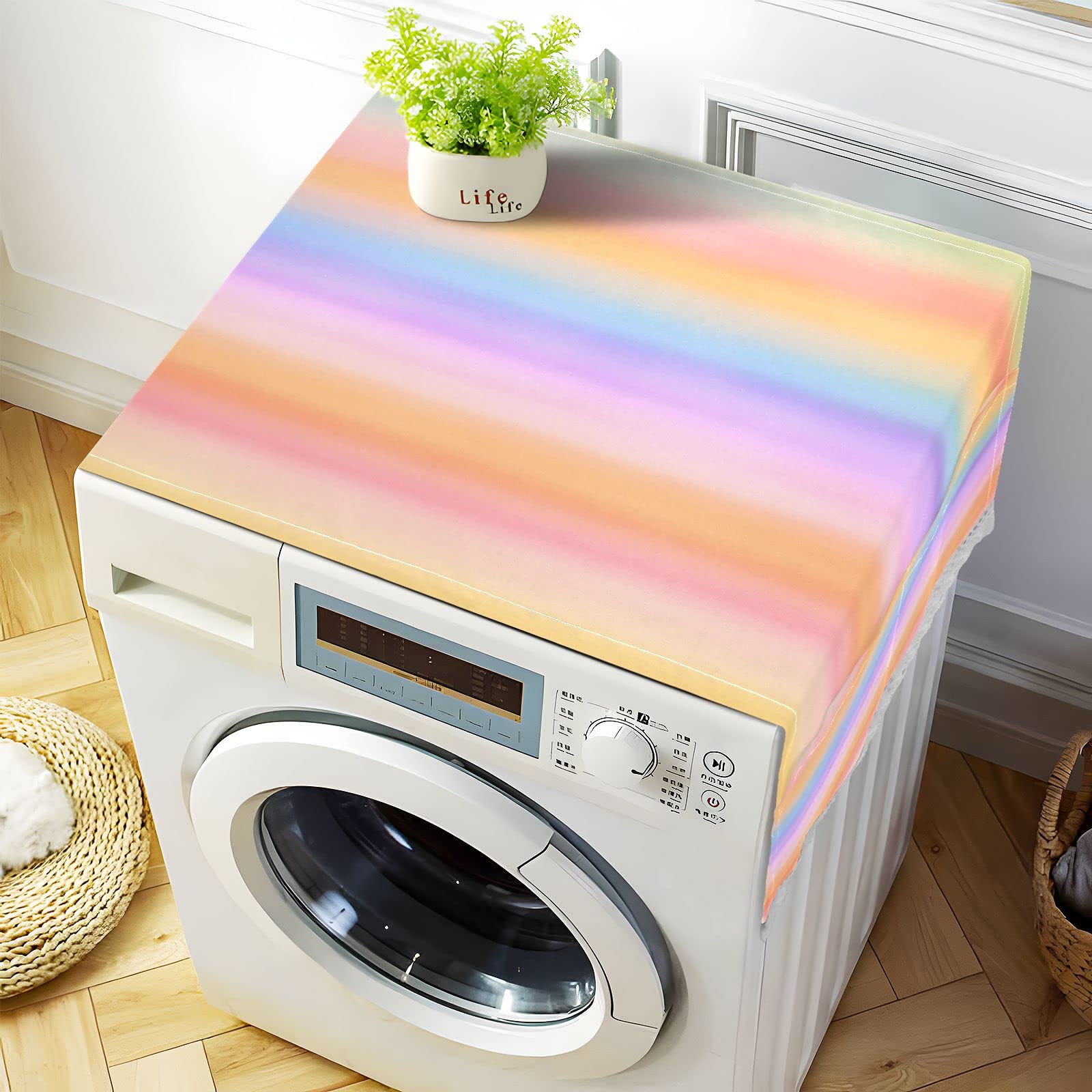Vibrant Gradient Washing Machine Cover - Non-Slip Dryer Top Protector & Refrigerator Dust Cover with 4 Storage Pouches - Perfect for Laundry Room Organization & Appliance Protection