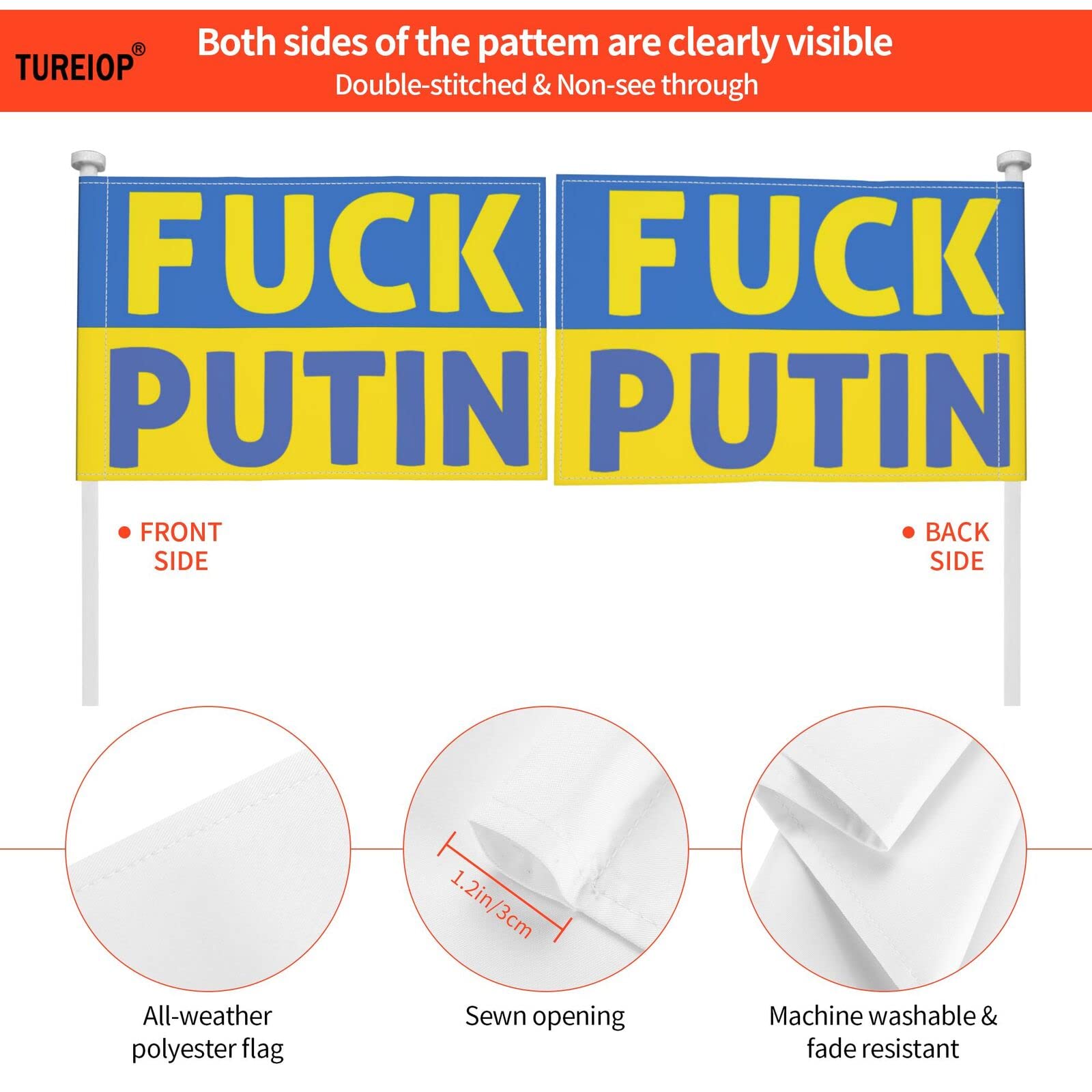 12x18 Inch Ukraine Support Car Flag - Double Sided I Stand With Ukraine & American Flag - No Window Clip Needed - Show Solidarity for Ukraine Russia Conflict - Perfect for Cars, Trucks & Rallies