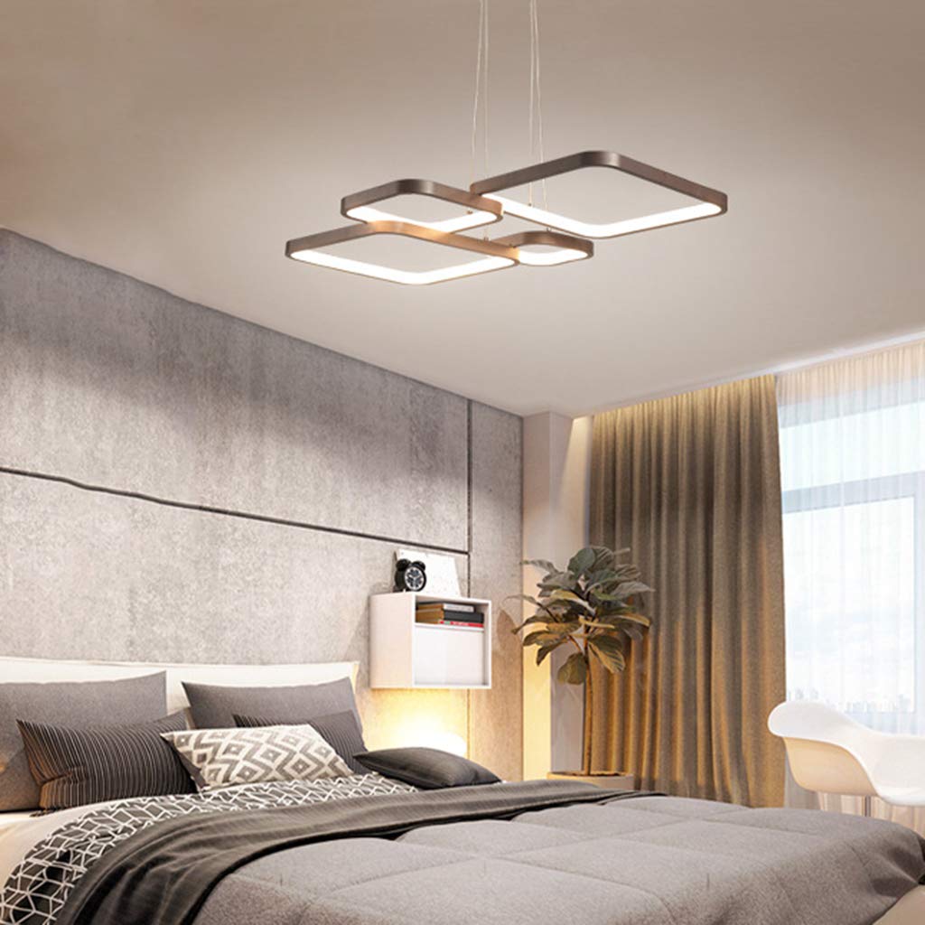 Modern Geometric LED Chandelier Ceiling Light - Round & Square Design with Remote Control & Stepless Dimming - Perfect for Bedroom, Living Room, Dining Room & Home Decor