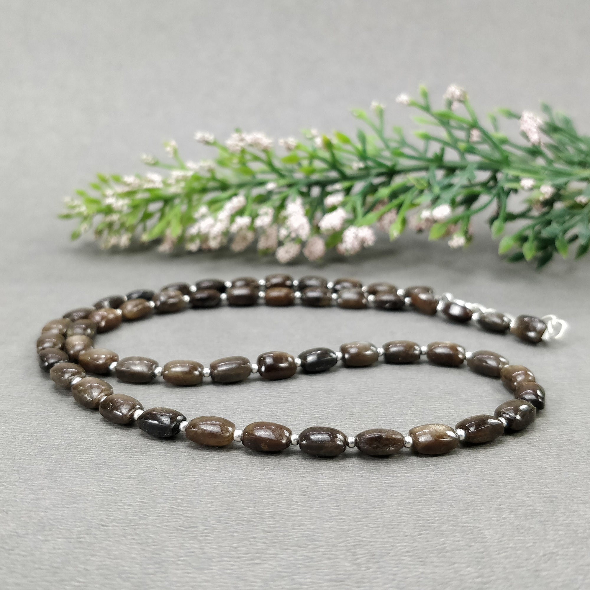 Natural Untreated Golden Brown Chocolate Sapphire Gemstone Necklace - 94.15cts Cushion Cut 925 Sterling Silver Jewelry (7x5mm, 18
