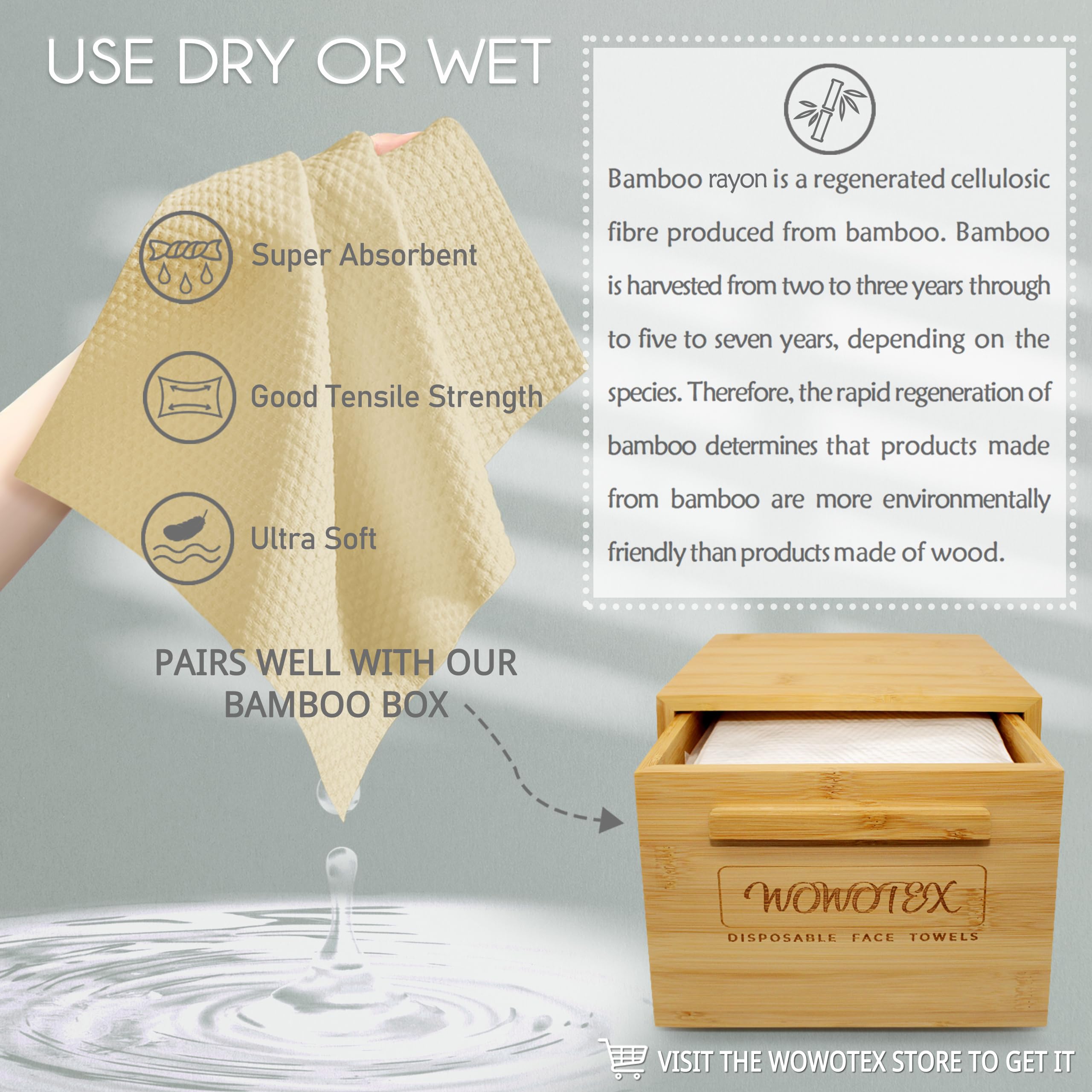 **Biodegradable Bamboo Rayon Disposable Face Towels - 120 Count (2 Boxes) | Extra Thick & Soft for Sensitive Skin | Makeup Remover, Facial Cleansing & Nursing | Eco-Friendly, Gentle for Daily Skincare & Travel**    *(Note: Fixed minor spelling errors from original like 