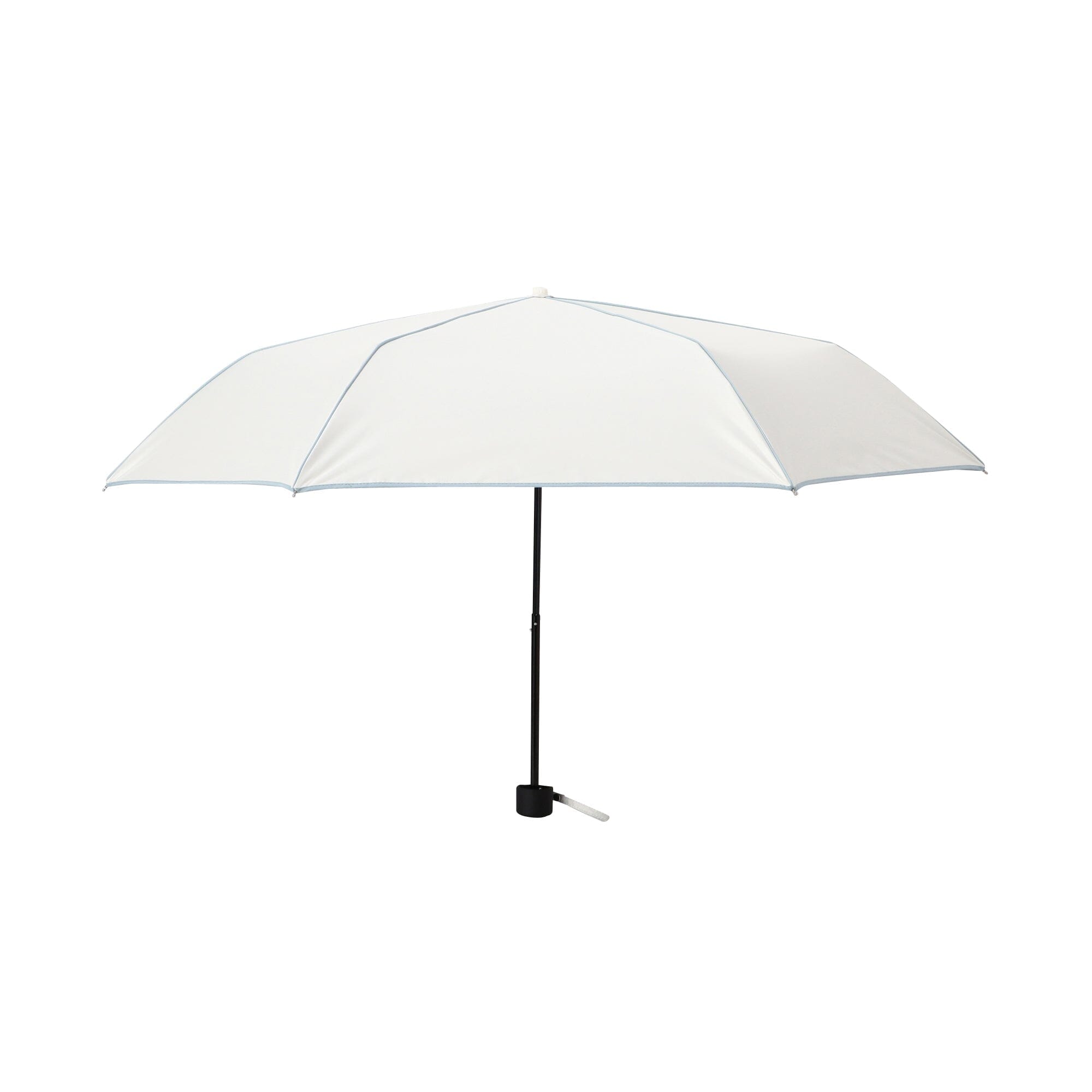 47cm White Blackout Piping Folding Umbrella - Compact Travel Umbrella for Rain & Sun Protection - Perfect for Commuting, Outdoor Events & Beach Trips