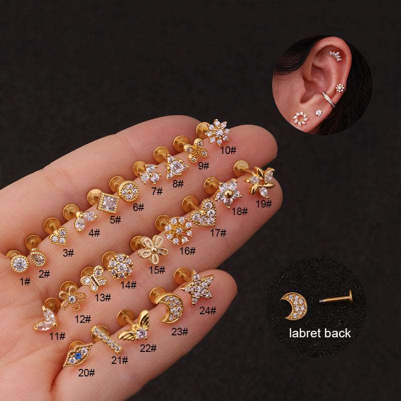 16G Labret Back Earrings - Surgical Steel Push Pin Earrings with Flat Back Stud | HSPJ217 | Perfect for Lip, Nose, Cartilage Piercings & Everyday Wear