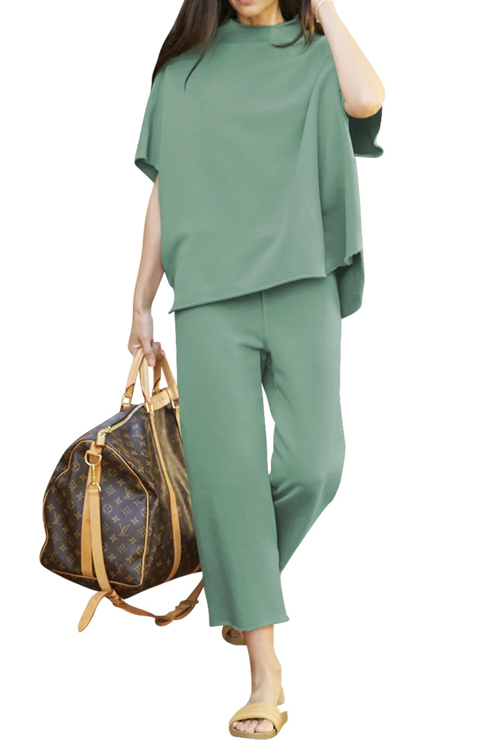 Feager Women's 2-Piece Summer Lounge Set - Soft Cotton Sweatsuit & Tracksuit for Casual Wear, Home Relaxation & Vacation Outfits