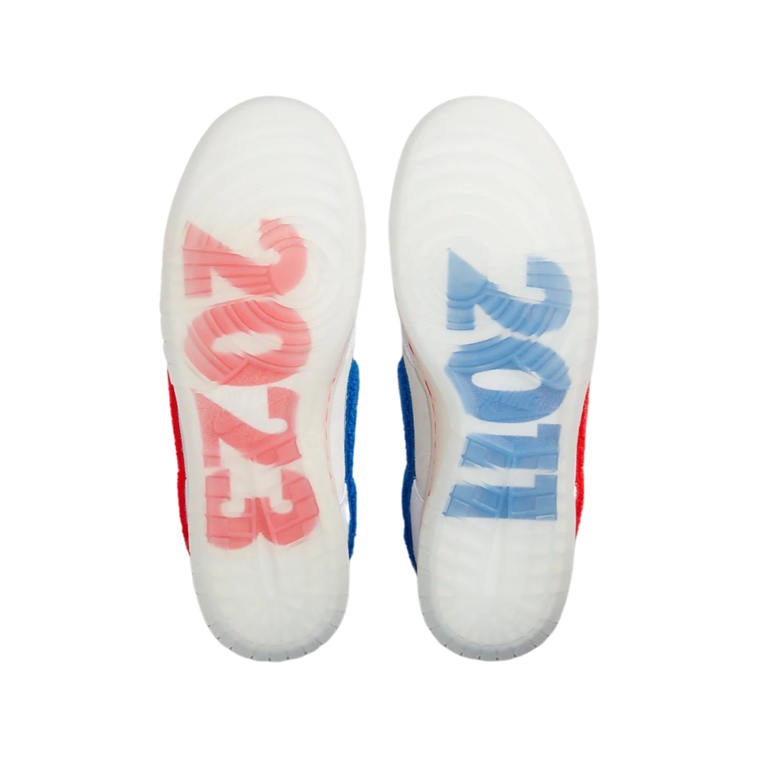 Nike Dunk Low Retro PRM Year of the Rabbit Sneakers - White, Crimson & Varsity Royal Colorway - Limited Edition Basketball Shoes for Men & Women | Perfect for Casual Wear, Street Style & Sneaker Collectors