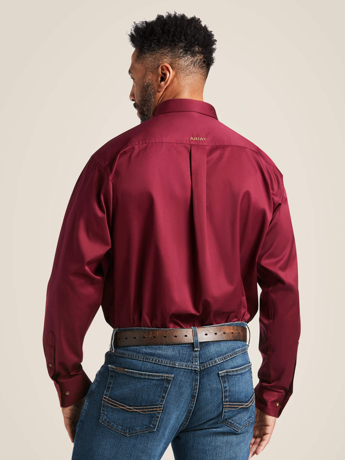 Ariat Men's Solid Twill Classic Fit Shirt - Burgundy Red Casual & Work Shirt for Outdoor Activities & Office Wear