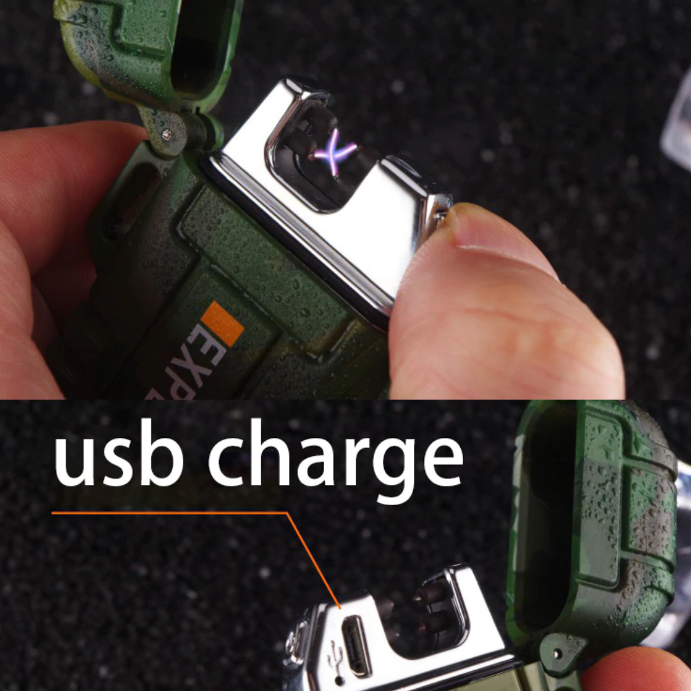 Waterproof Windproof Plasma Lighter for Camping - Rechargeable Flameless Electric Lighter for Outdoor Adventures, Hiking, BBQ & Emergency Use
