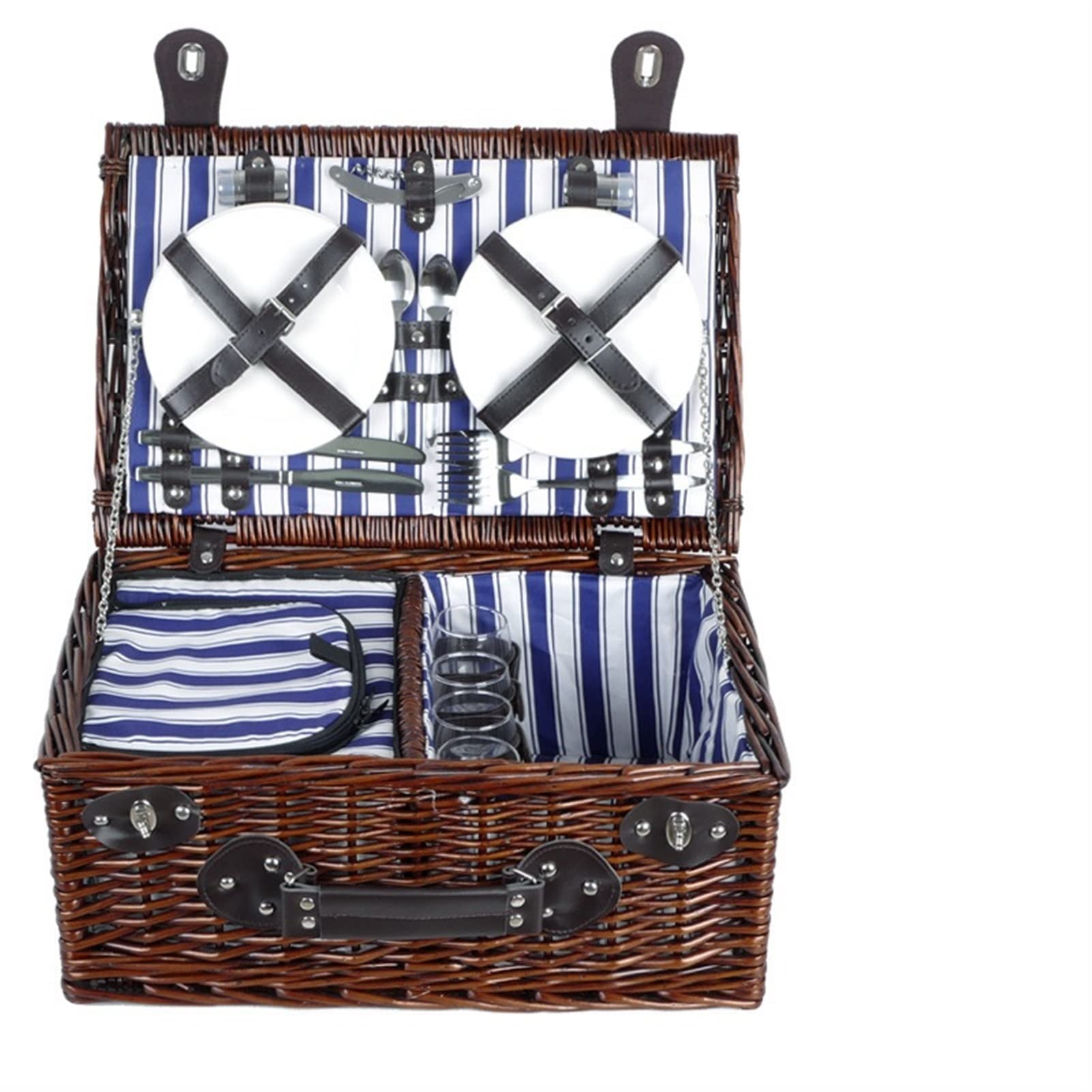 Premium Rattan Picnic Basket with Lid - Portable Camping Basket for Outdoor Picnics, Easter Egg Candy Storage, Wedding Gift, Flower Girl Basket, Garden Party & Multifunctional Storage - Color 03