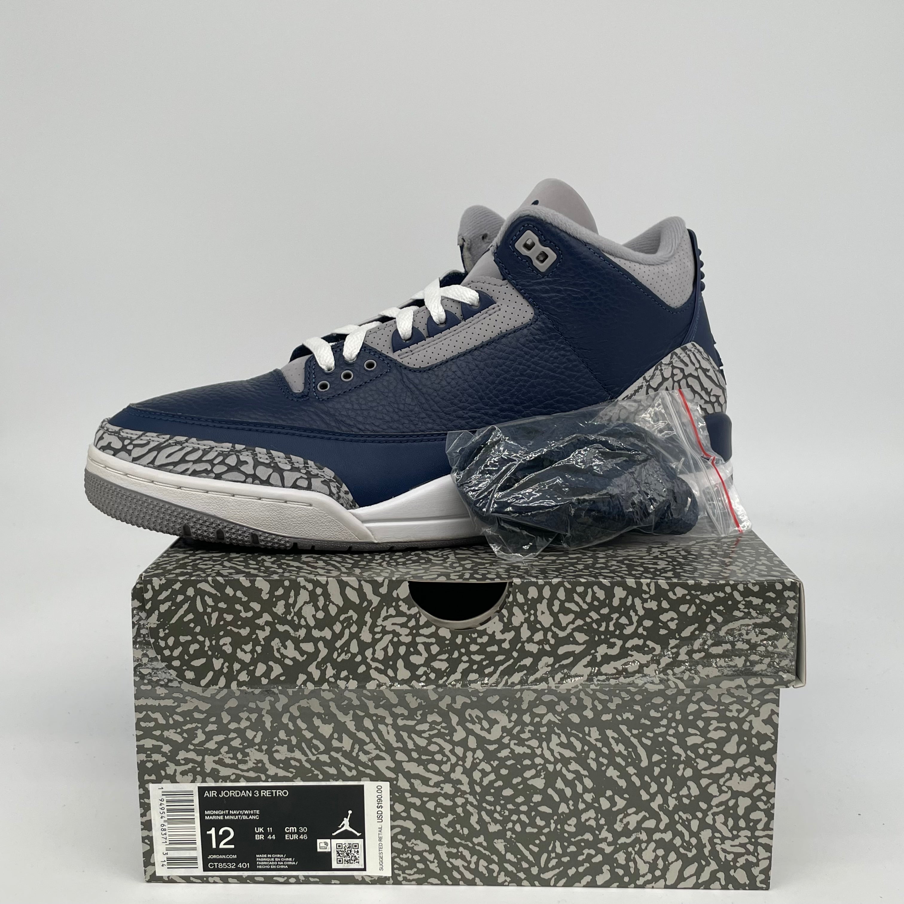 AIR JORDAN 3 GEORGETOWN Men's Basketball Shoes Size 12 - CT8532-401 | Retro Sneakers for Running, Gym & Streetwear Fashion