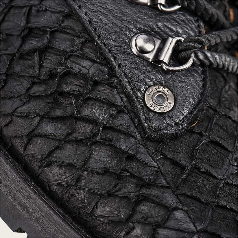 4D10MH Men's Vintage Fashion Pirarucu Ankle Boots - Black Casual Leather Booties for Everyday Wear & Outdoor Adventures