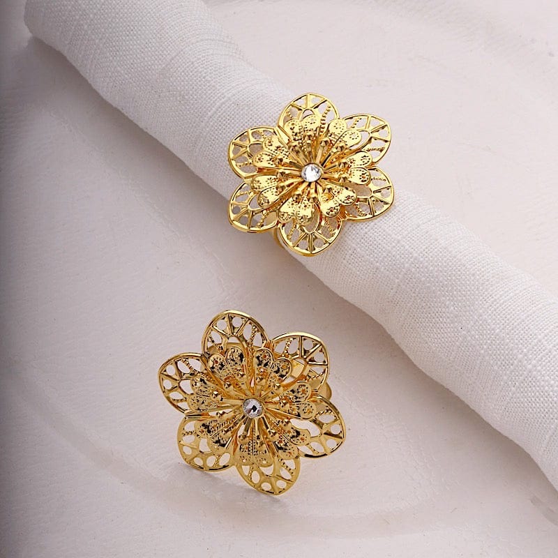 4 Pack Metal Sunflower Shaped Napkin Rings for Wedding, Party, and Home Decor - Elegant Table Setting Accessories