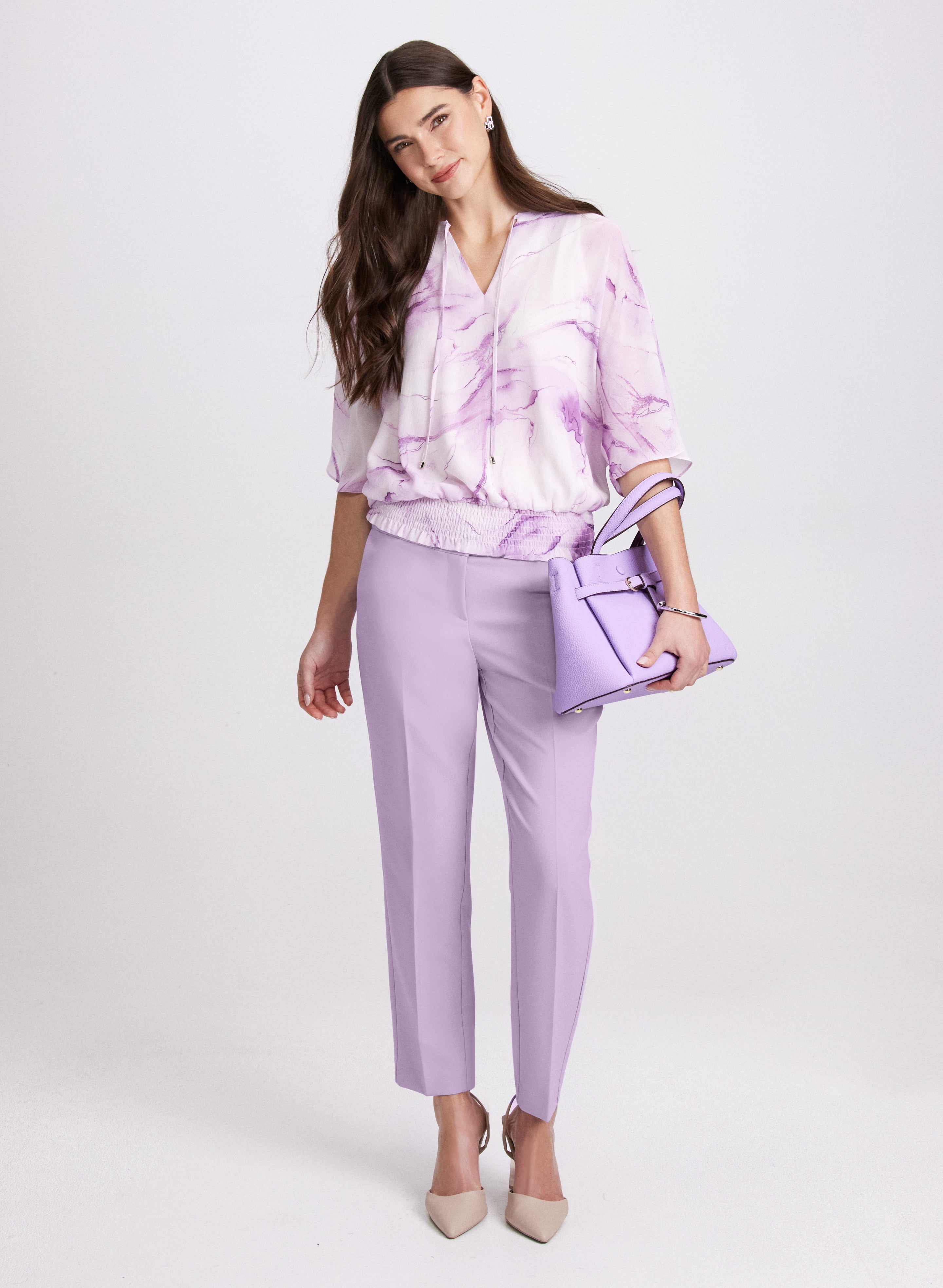 Emma Slim Leg Pants for Women - High Waisted Stretchy Work Pants - Comfortable Office & Business Casual Trousers - Perfect for Work, Travel & Everyday Wear