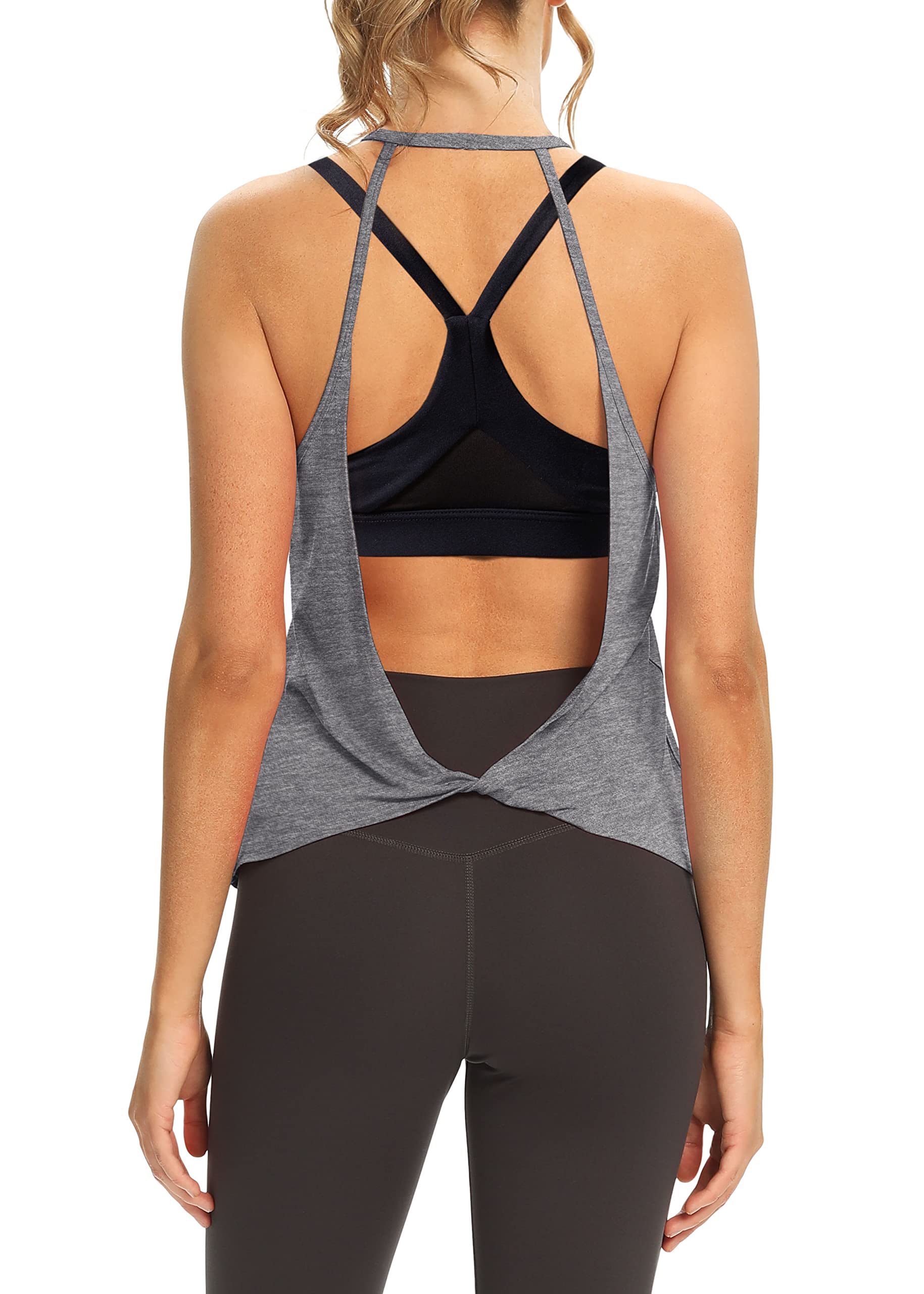 Mippo Women's Open Back Workout Tops - Sleeveless Halter Gym Athletic Tank Tops - Loose Fit Yoga & Running Shirts for Women - Perfect for Gym, Fitness & Summer Outdoor Activities